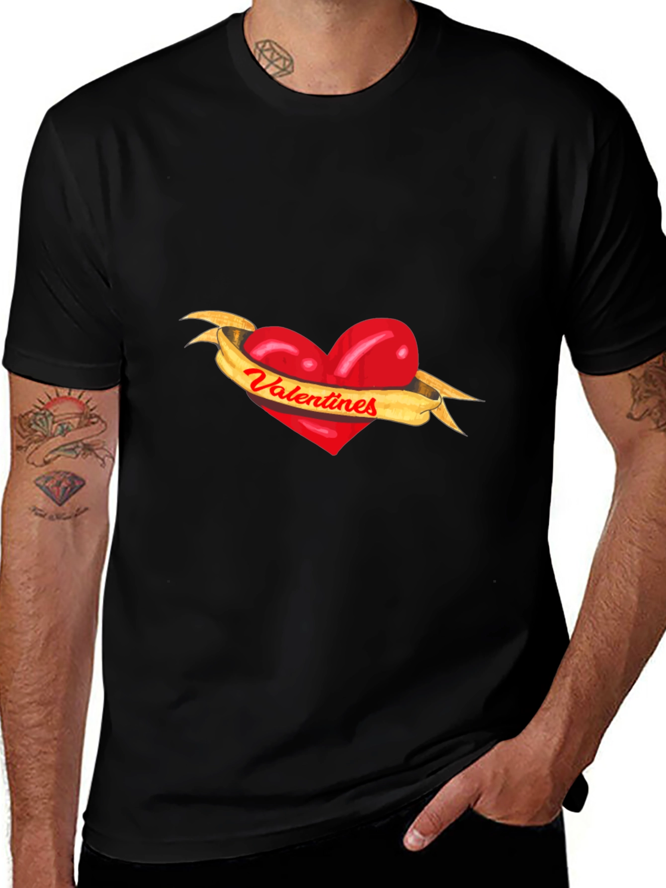 Valentines Heart Ribbon Graphic Tee