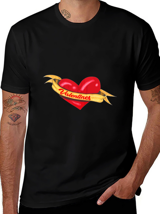 Valentines Heart Ribbon Graphic Tee