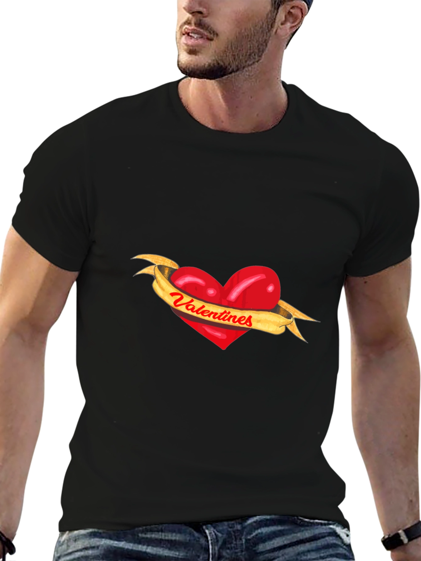 Valentines Heart Ribbon Graphic Tee