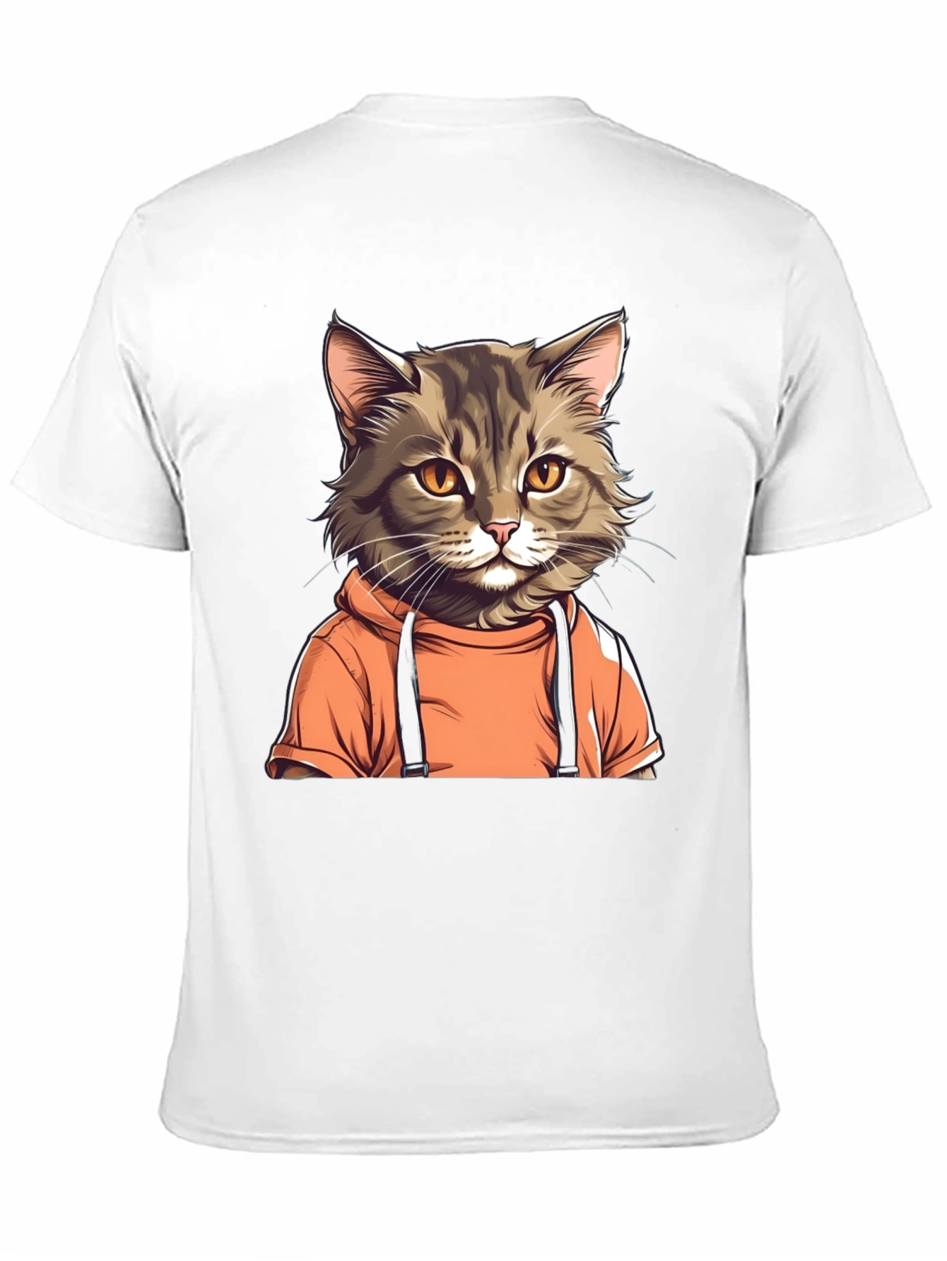 Cat in Hoodie Black T-Shirt