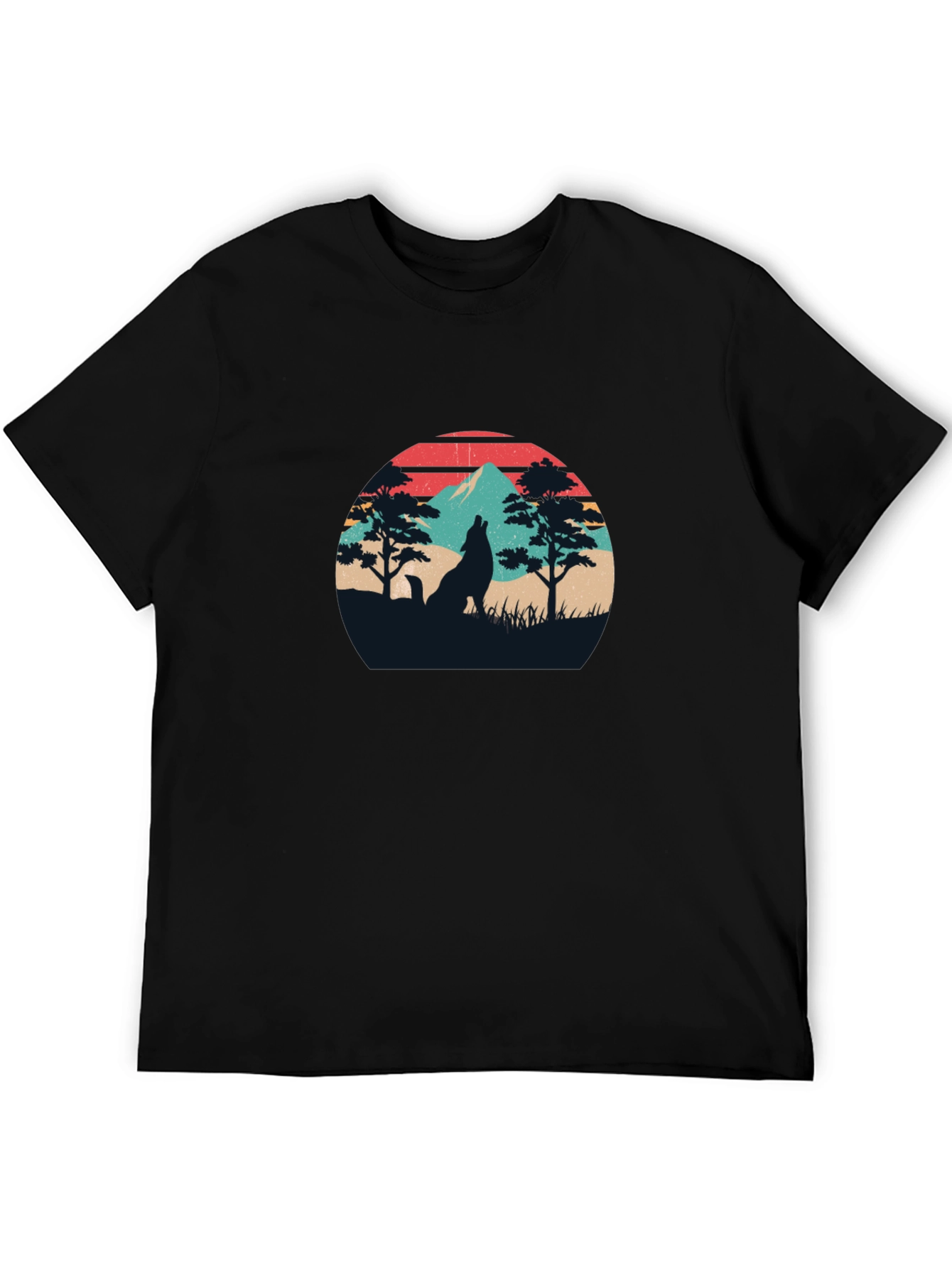 Wolf Silhouette Graphic Tee - Retro Style