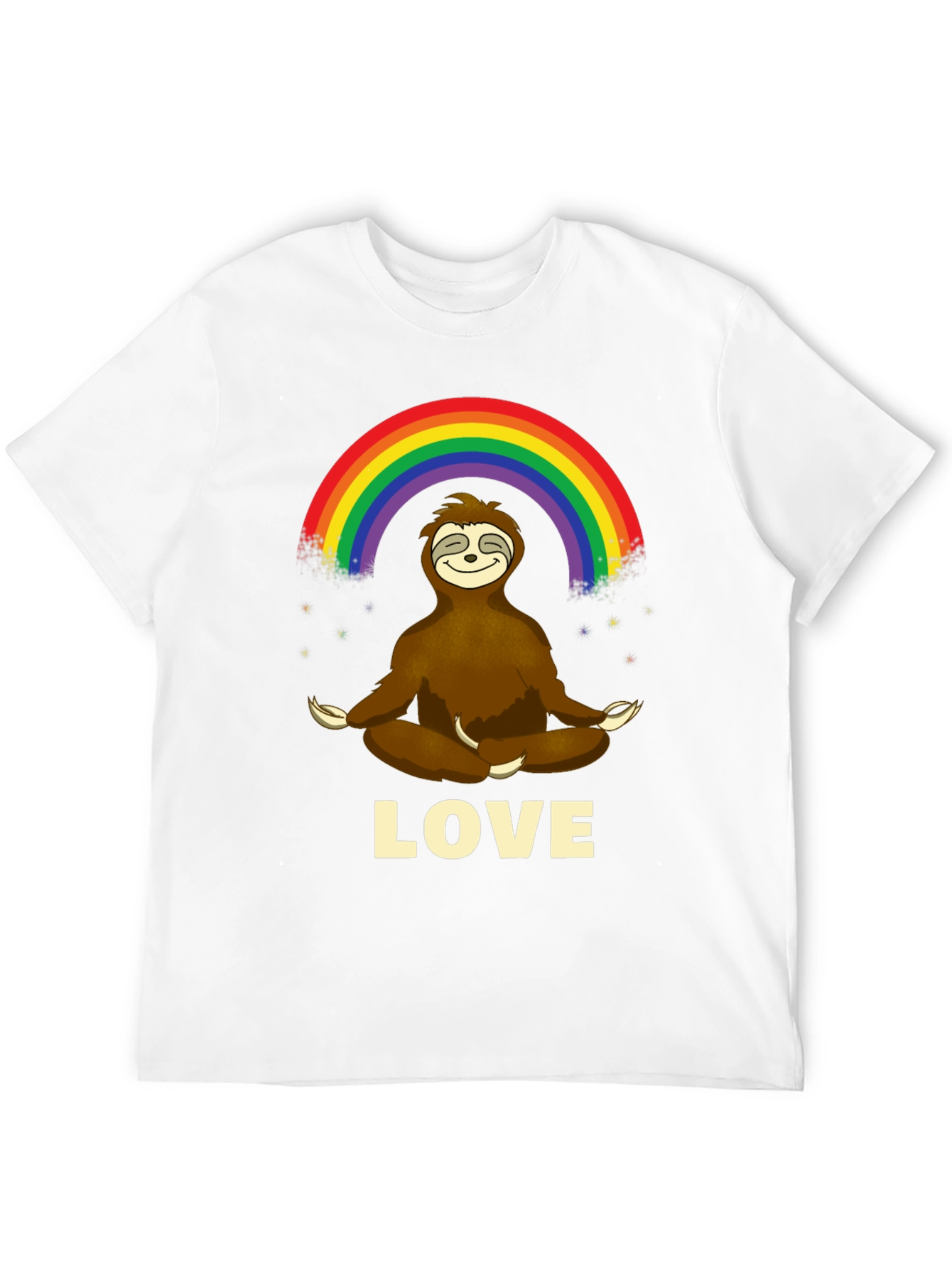 Sloth Rainbow Love Mens Graphic T-Shirt
