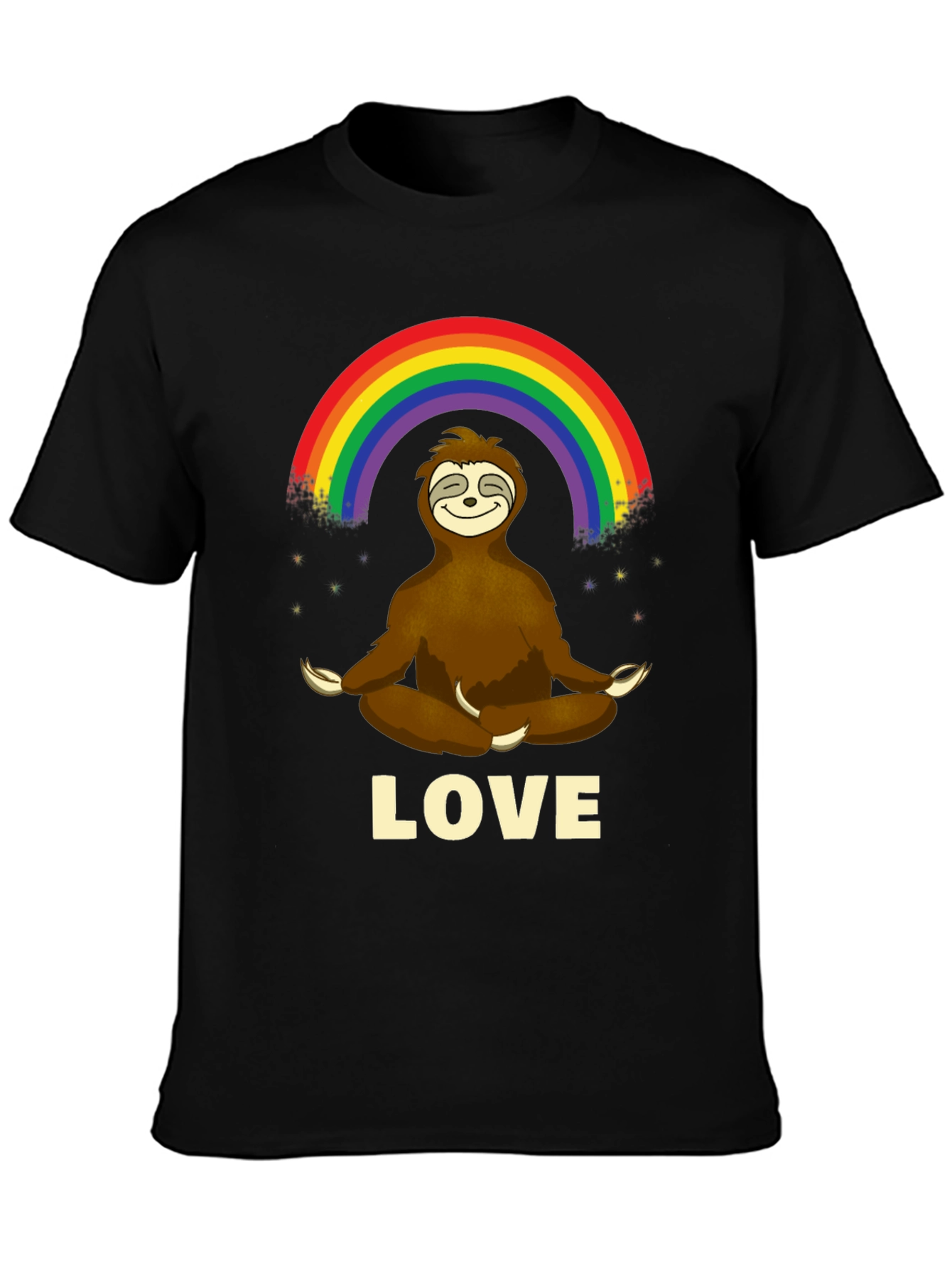 Sloth Rainbow Love Mens Graphic T-Shirt