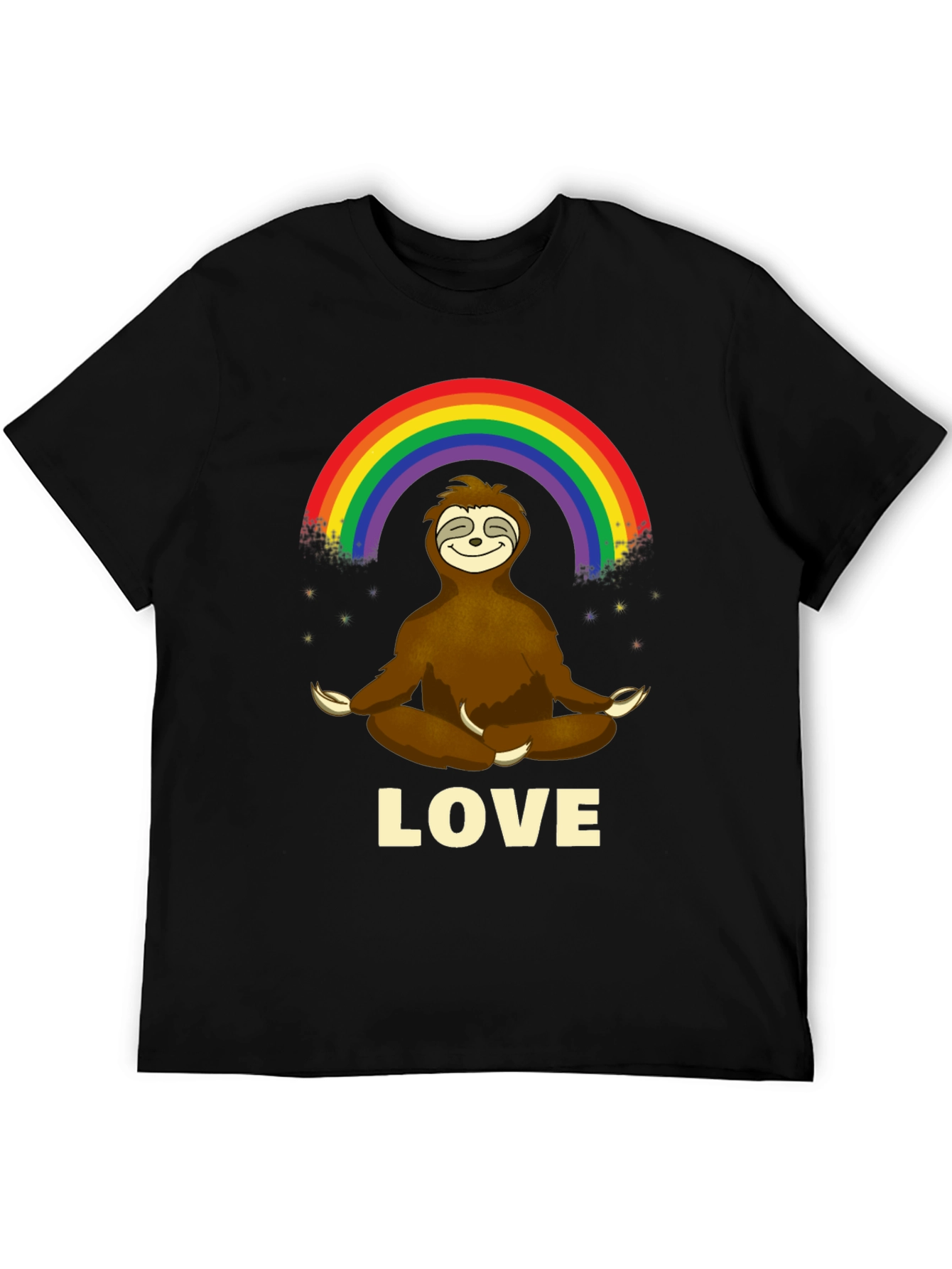 Sloth Rainbow Love Mens Graphic T-Shirt