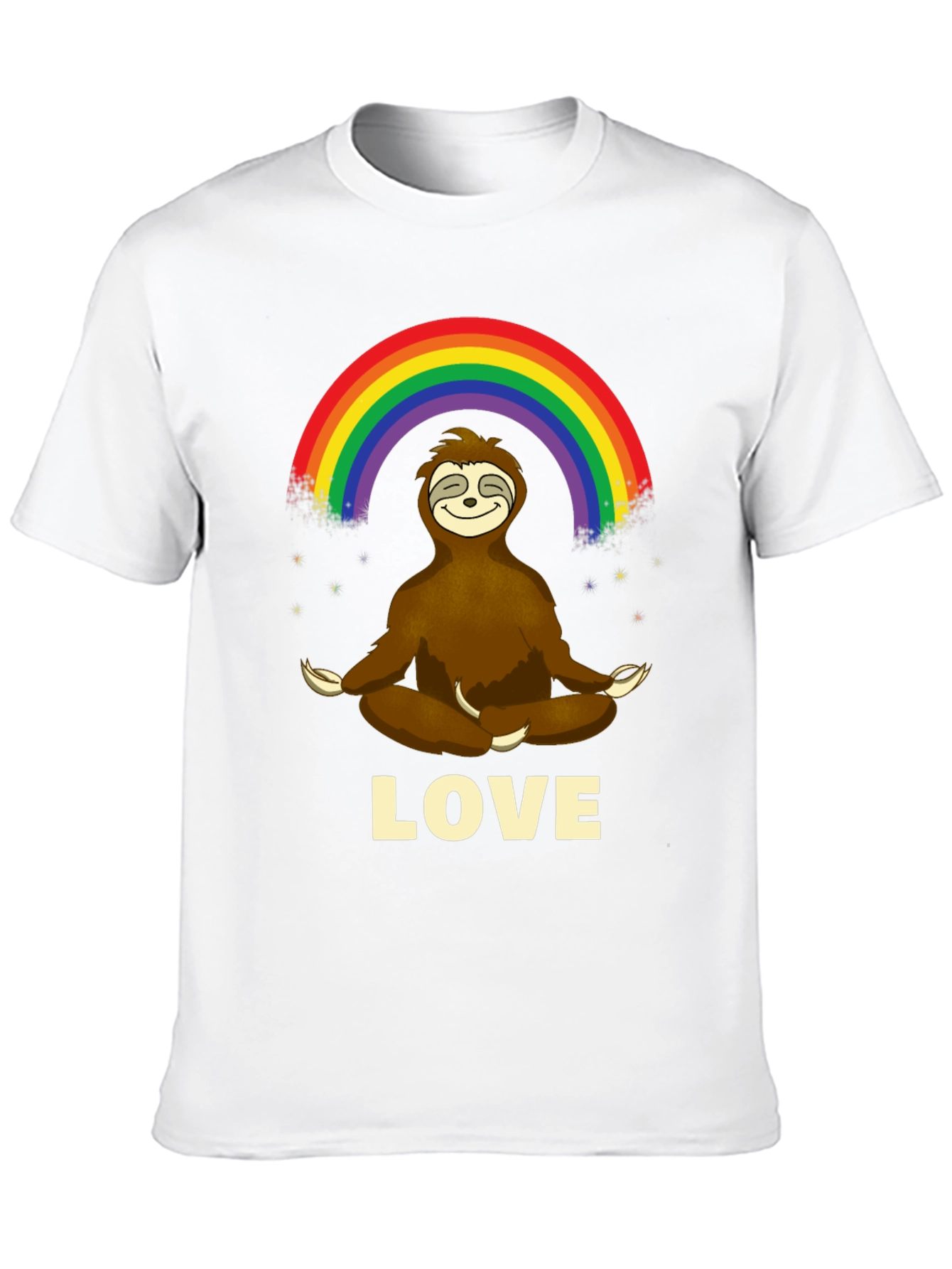 Sloth Rainbow Love Mens Graphic T-Shirt