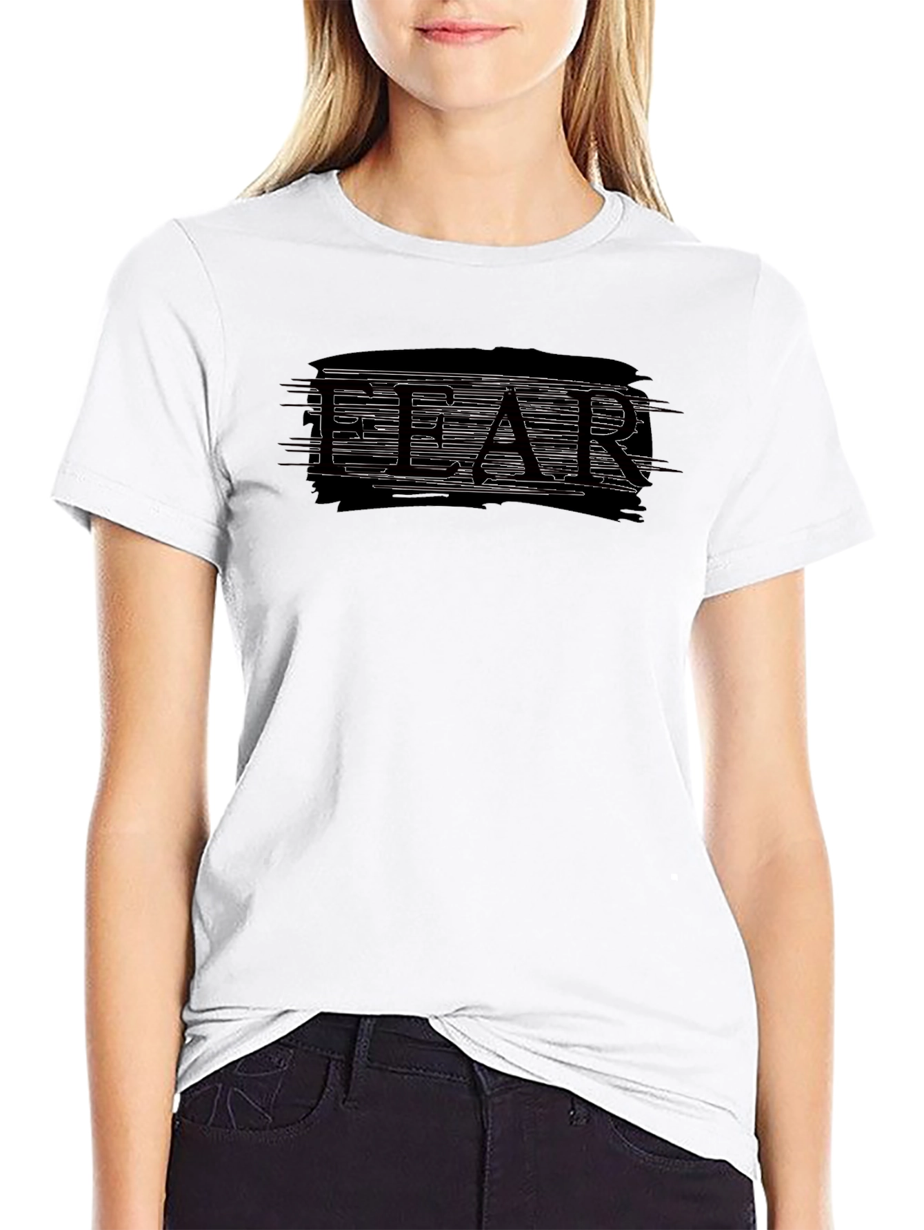 Fear Graphic Tee - Black Cotton Blend T-Shirt