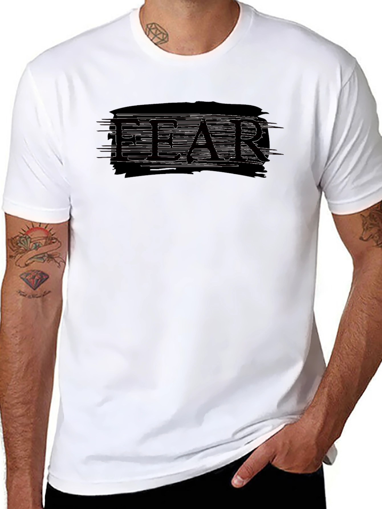 Fear Graphic Tee - Black Cotton Blend T-Shirt