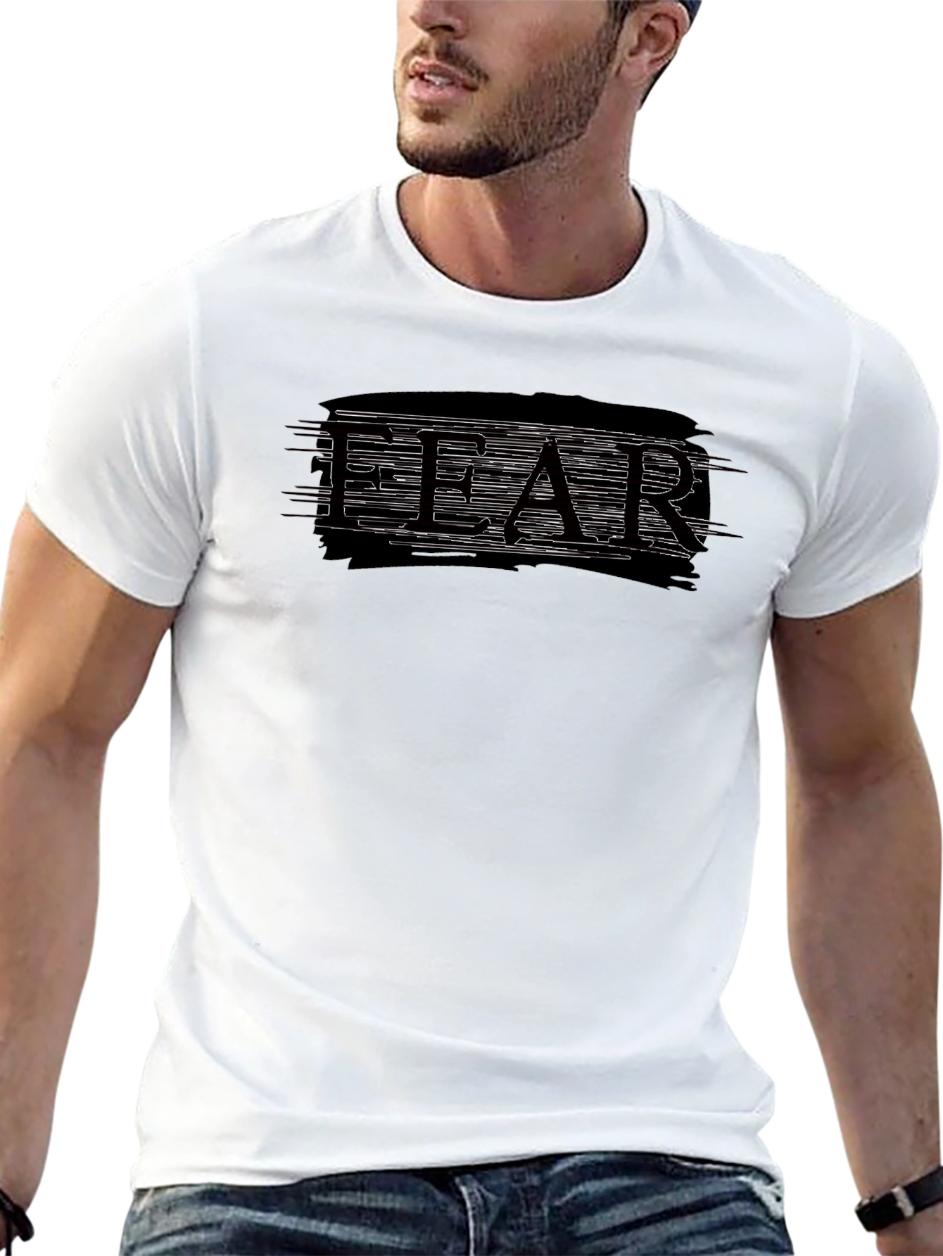 Fear Graphic Tee - Black Cotton Blend T-Shirt