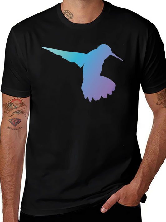 Hummingbird Graphic Tee - Black Casual T-Shirt