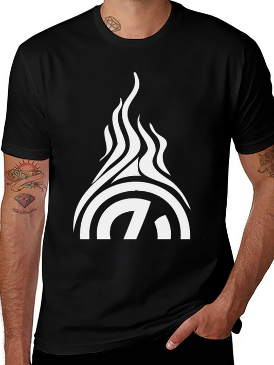 Black Graphic Tee - Abstract Flame Design