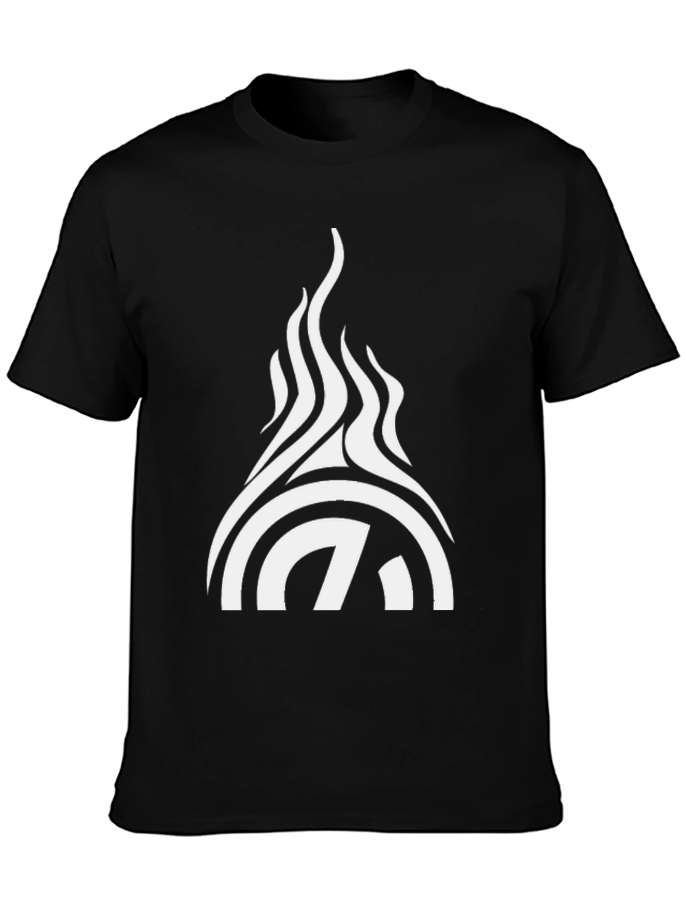 Black Graphic Tee - Abstract Flame Design