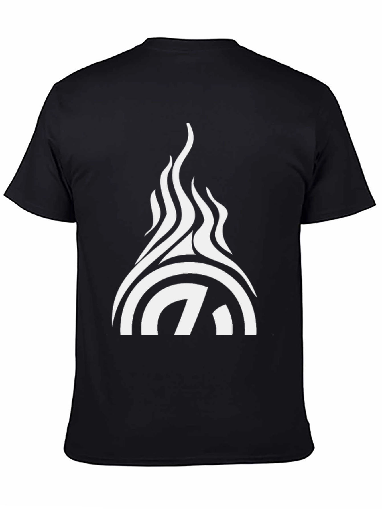 Black Graphic Tee - Abstract Flame Design