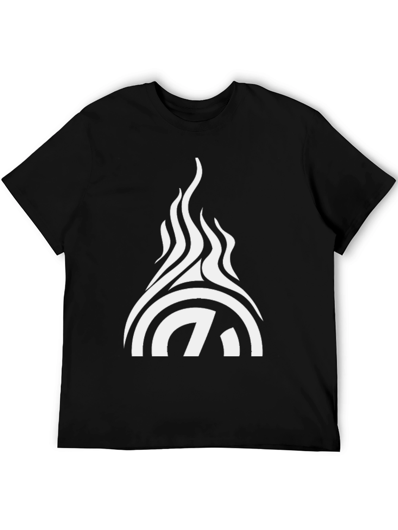 Black Graphic Tee - Abstract Flame Design