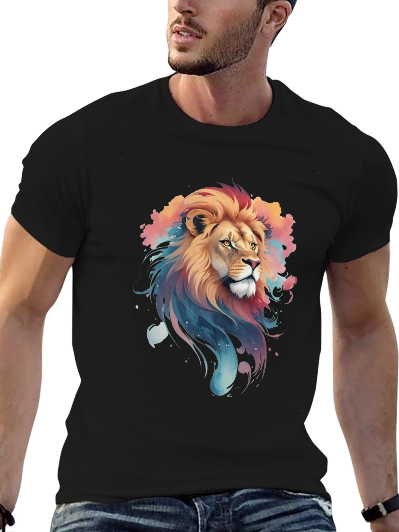 Lion Graphic Print T-Shirt - Stylish Mens Tee