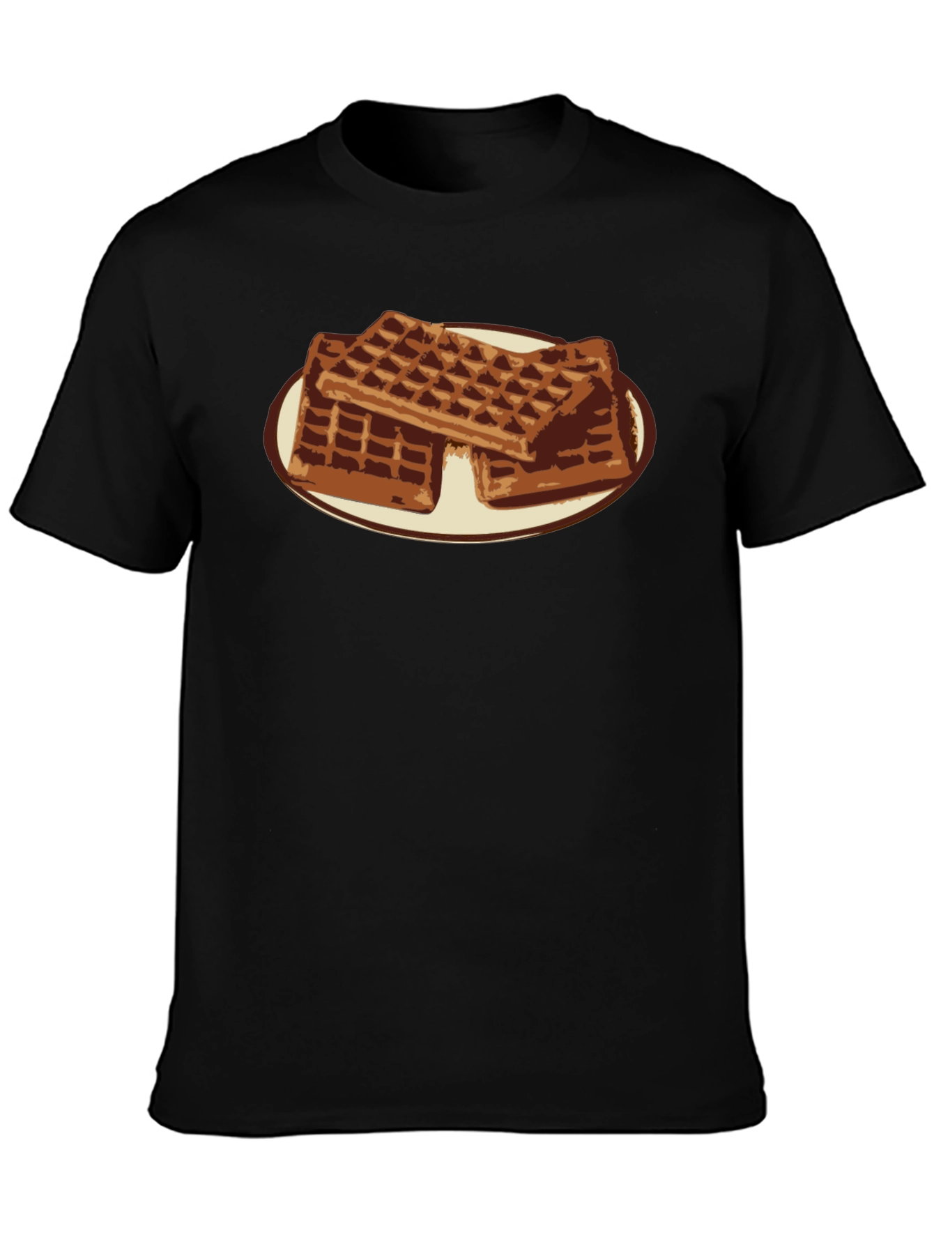 Waffle Lover T-Shirt - Black Casual Tee
