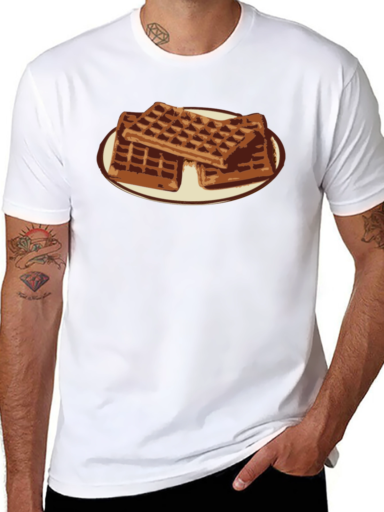 Waffle Lover T-Shirt - Black Casual Tee