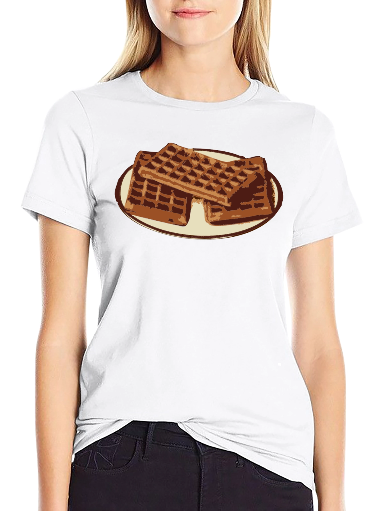 Waffle Lover T-Shirt - Black Casual Tee