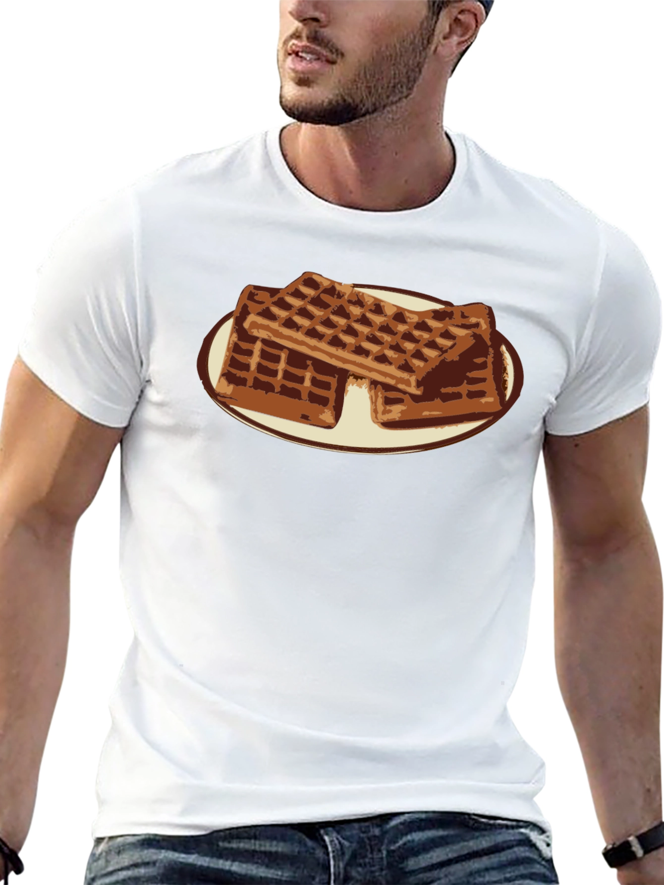 Waffle Lover T-Shirt - Black Casual Tee