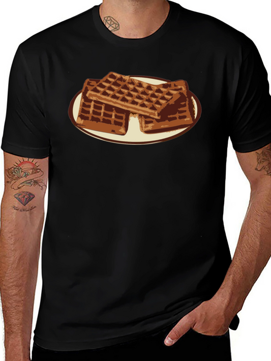Waffle Lover T-Shirt - Black Casual Tee