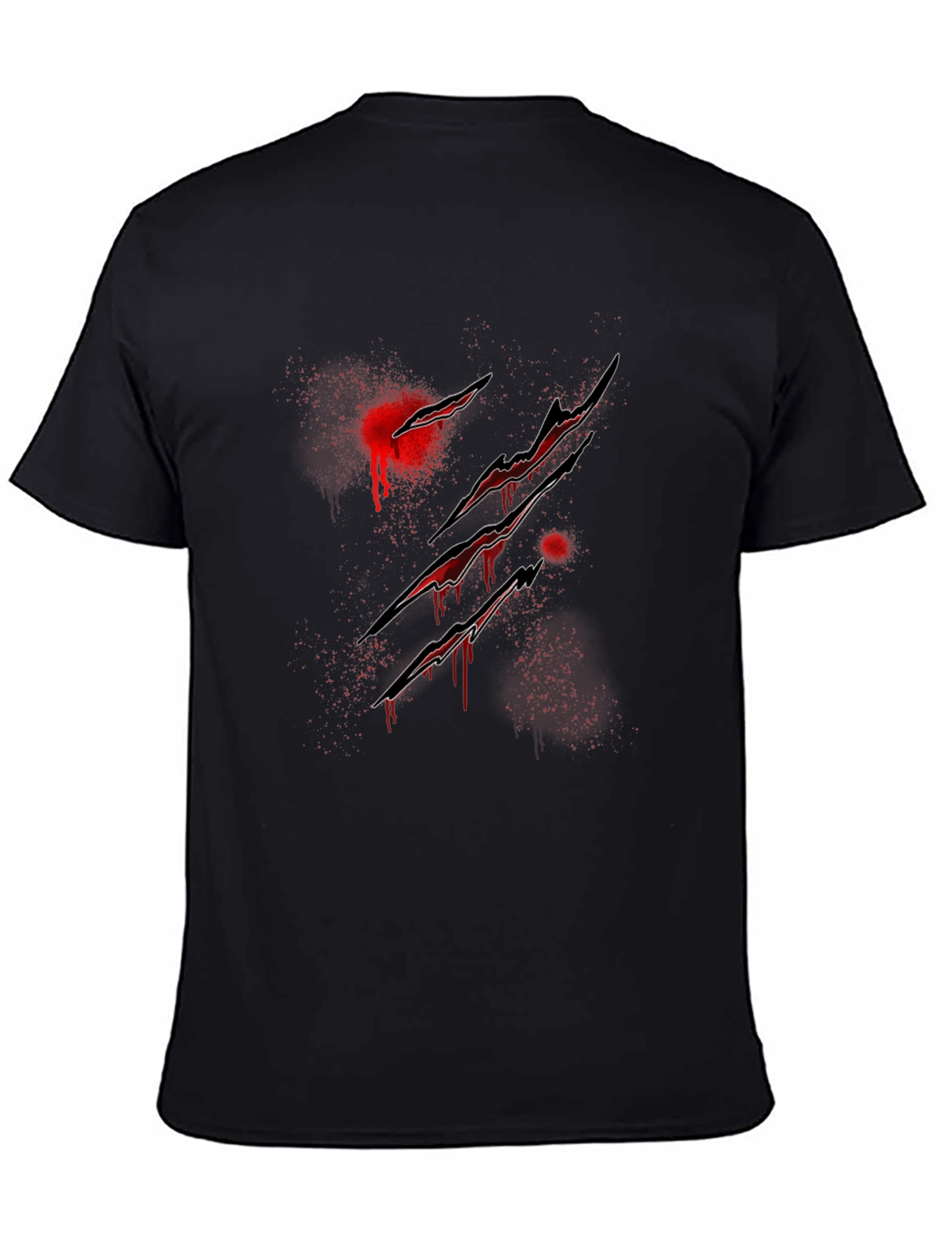 Mens Black T-Shirt with Claw Marks Graphic
