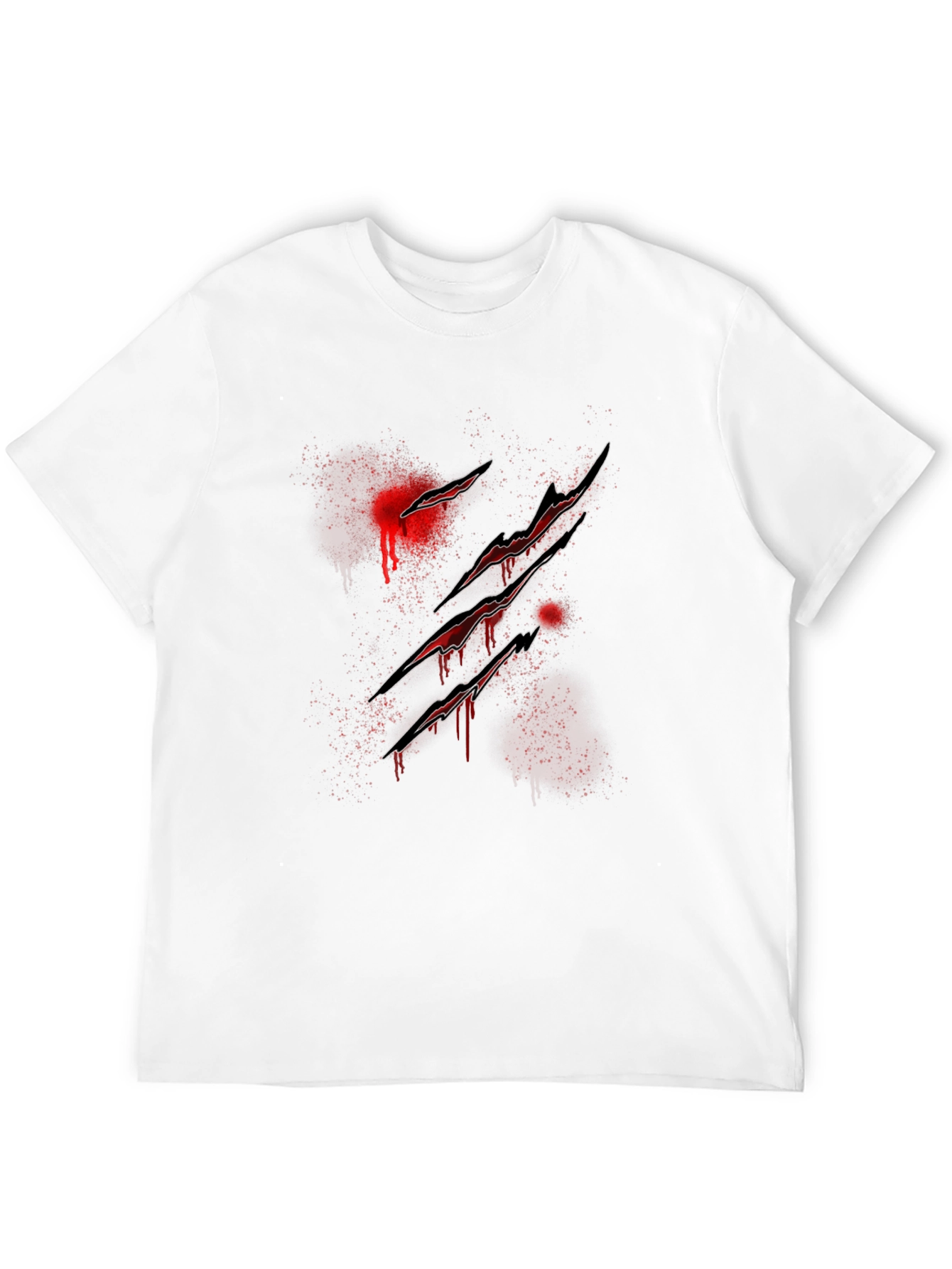 Mens Black T-Shirt with Claw Marks Graphic