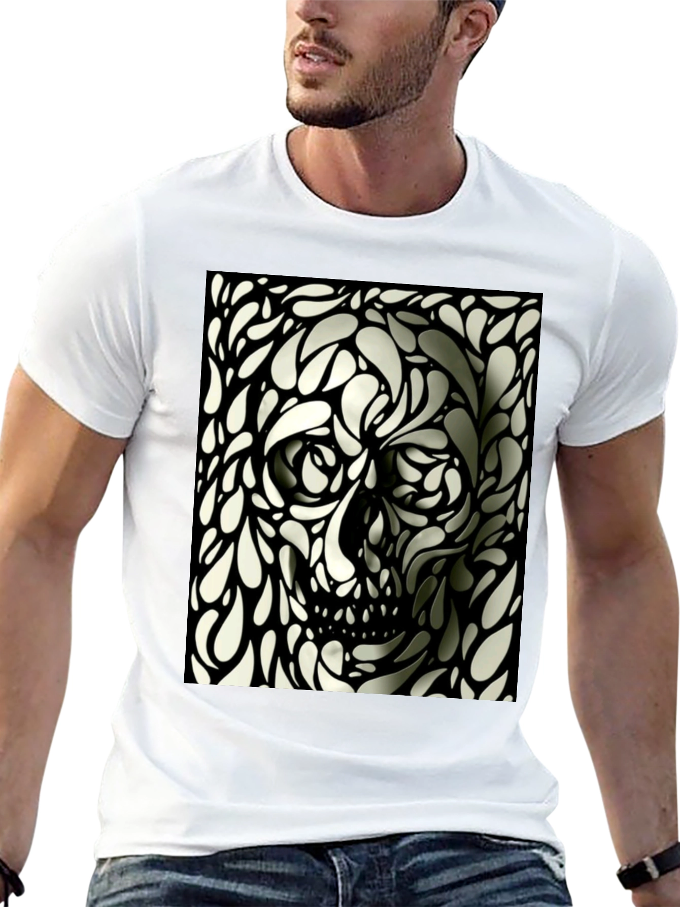 Abstract Skull Graphic T-Shirt - Modern Artistic Tee