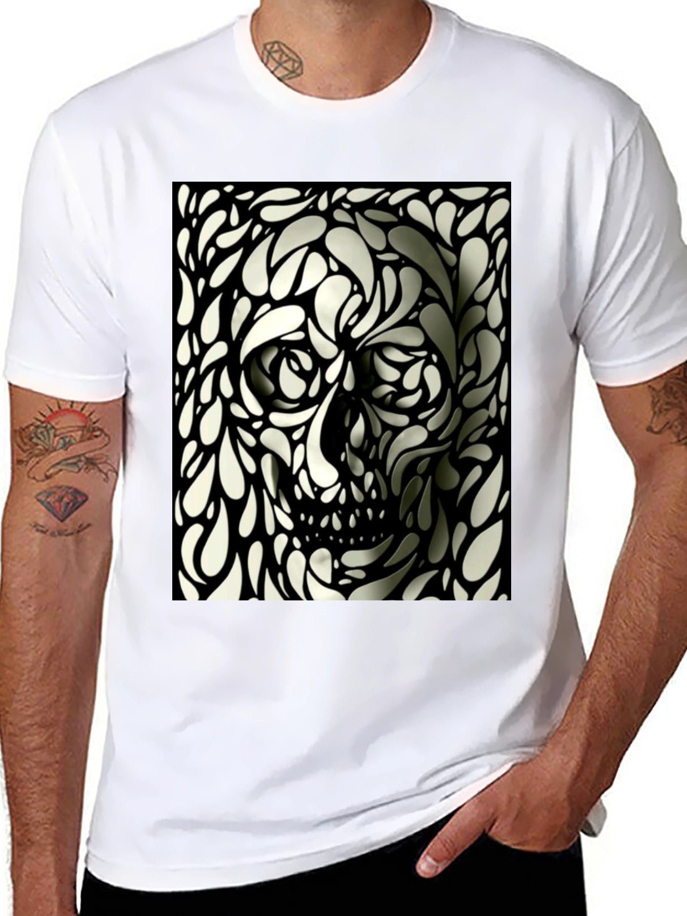 Abstract Skull Graphic T-Shirt - Modern Artistic Tee