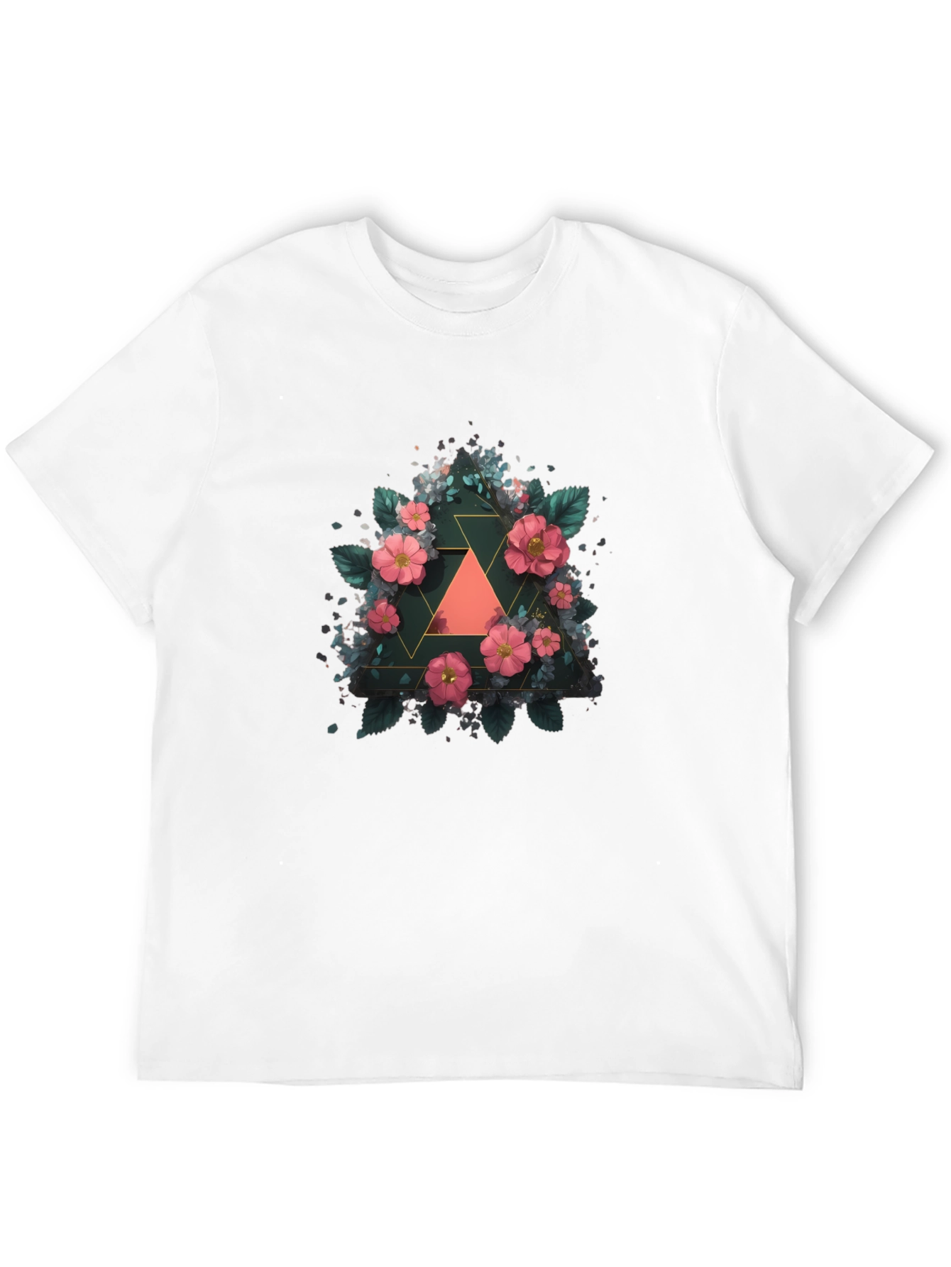 Floral Geometric Triangle Graphic Tee - Stylish Design