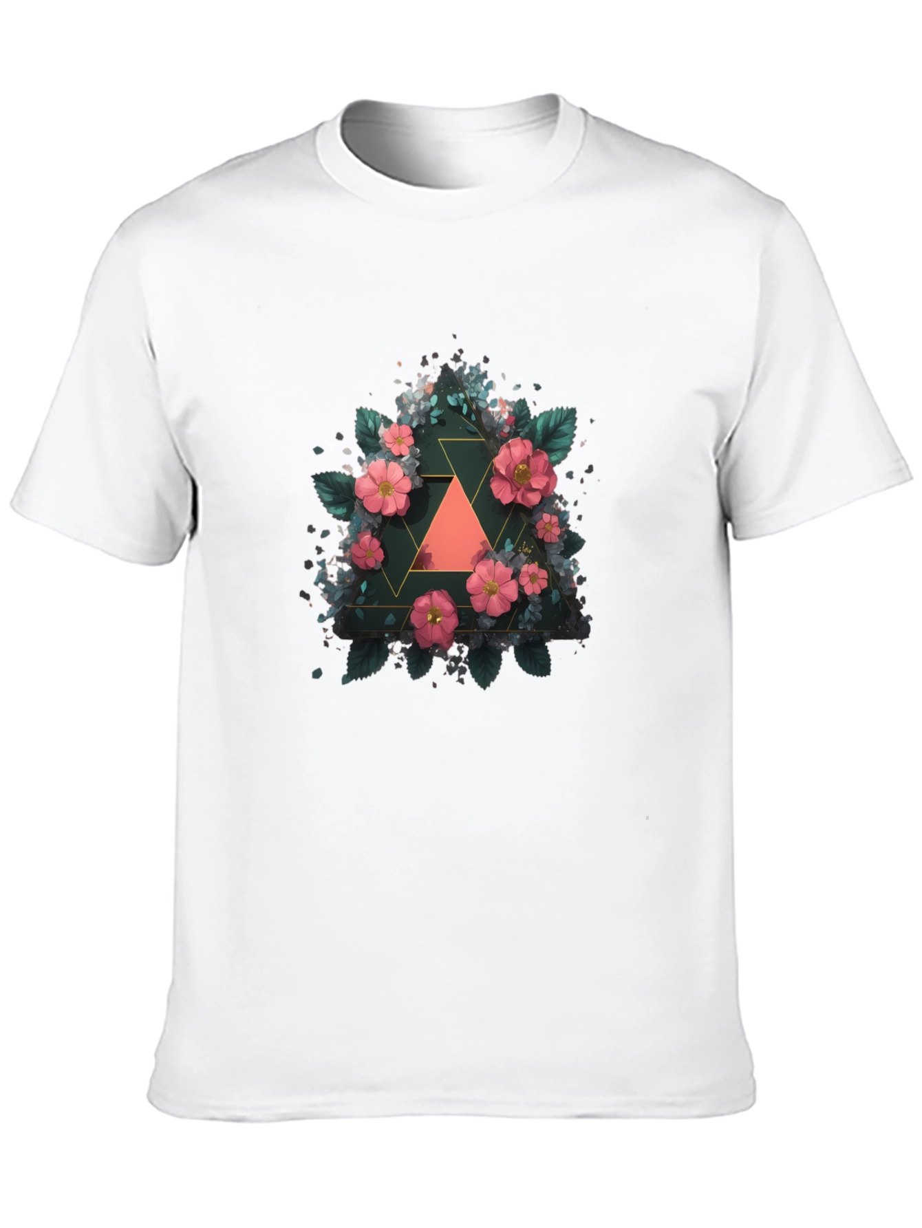 Floral Geometric Triangle Graphic Tee - Stylish Design