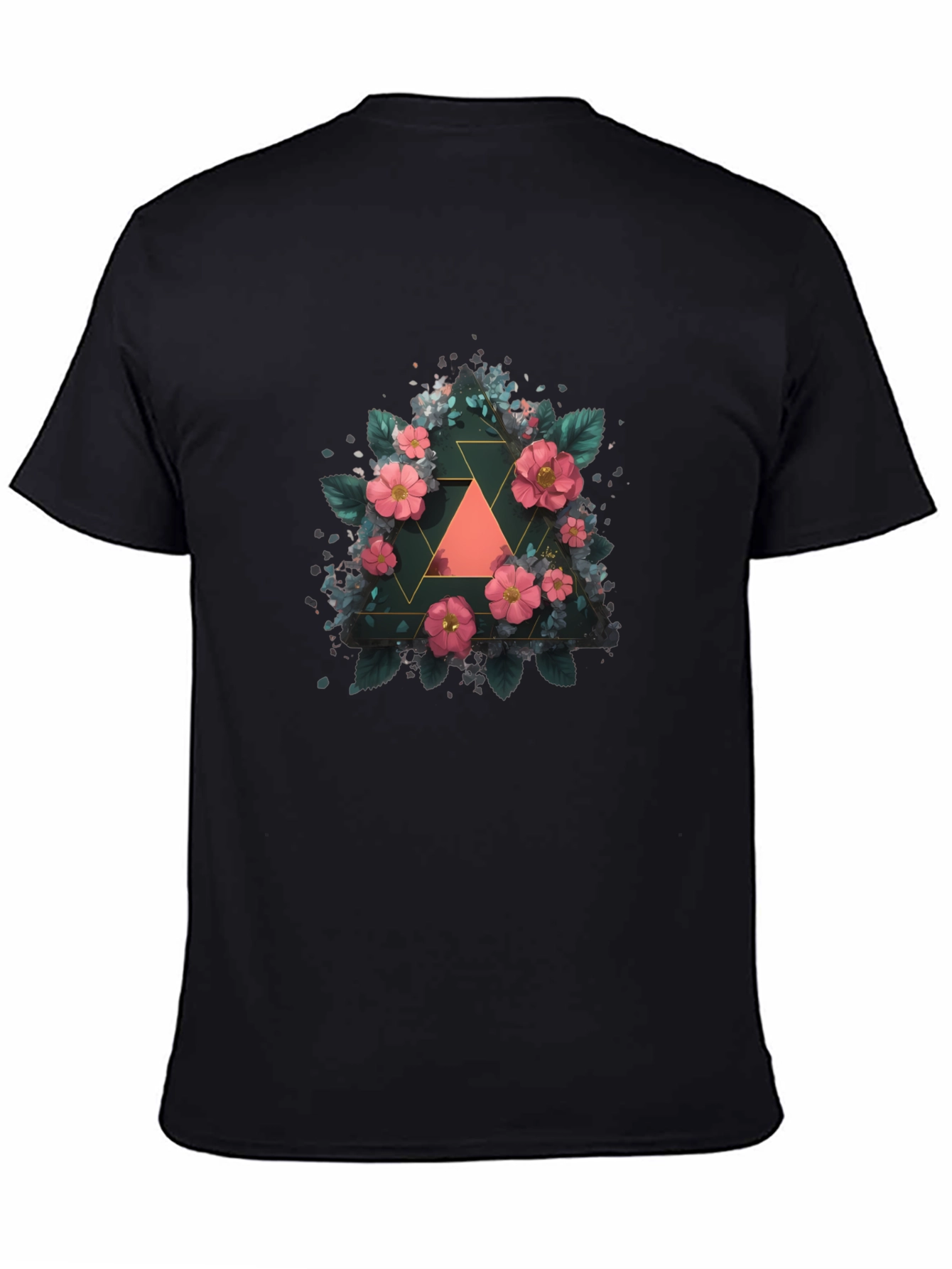 Floral Geometric Triangle Graphic Tee - Stylish Design