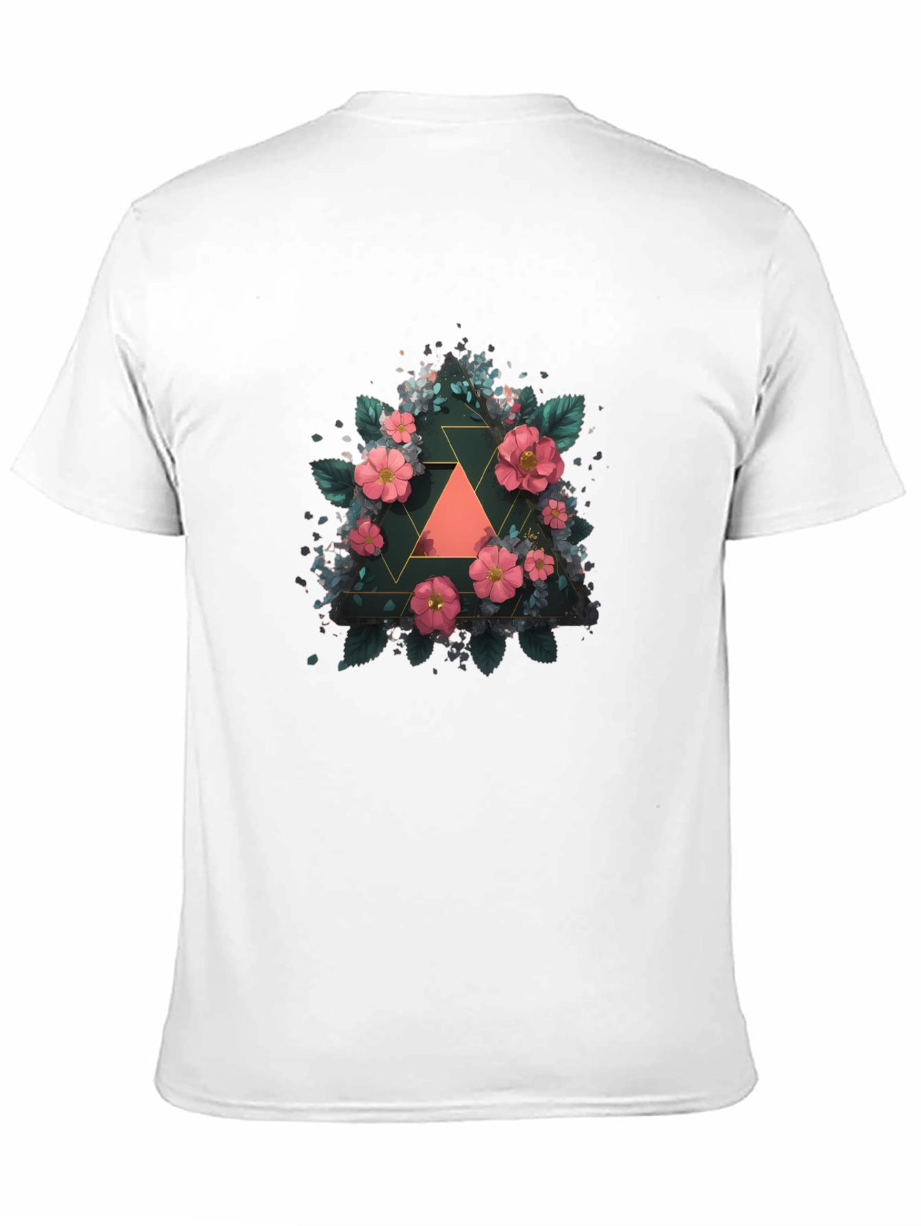 Floral Geometric Triangle Graphic Tee - Stylish Design