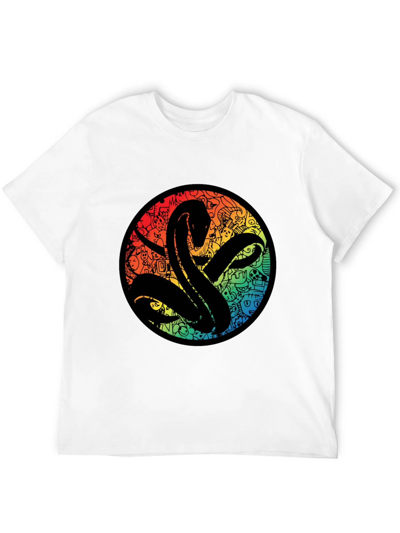 Mens Black Tee with Abstract Graphic Print