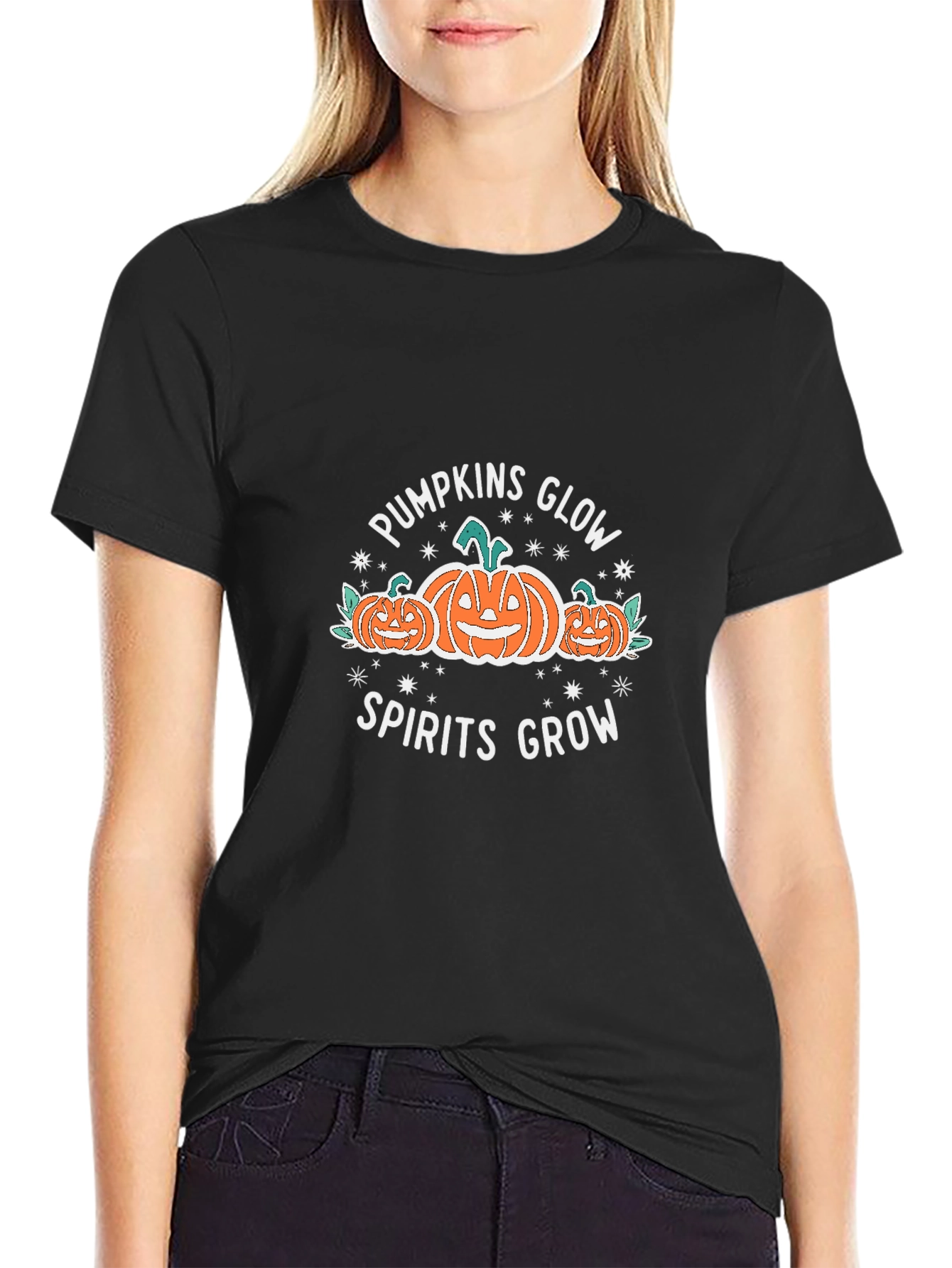 Pumpkins Glow Halloween Black T-Shirt