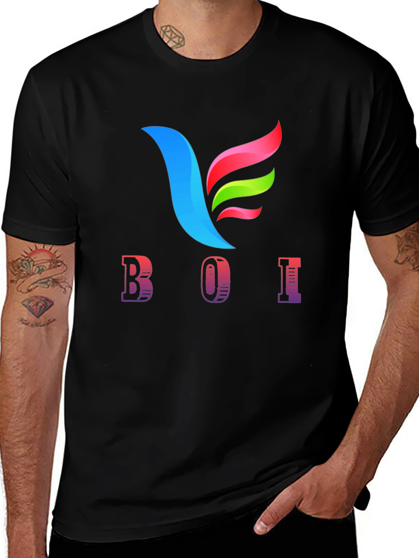 BOI Graphic Print Black Tee