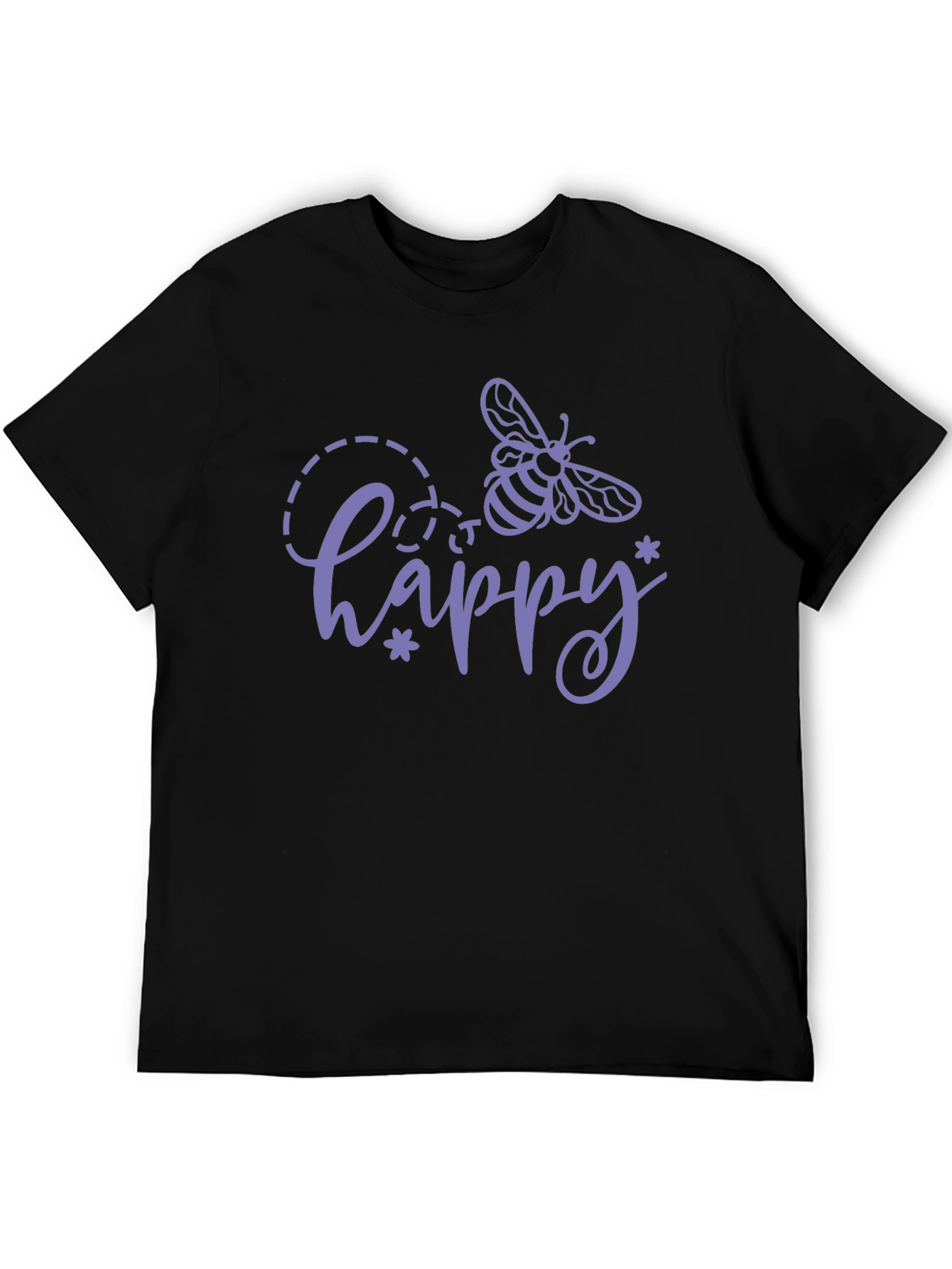 Happy Bee Graphic Tee - Black Cotton T-Shirt