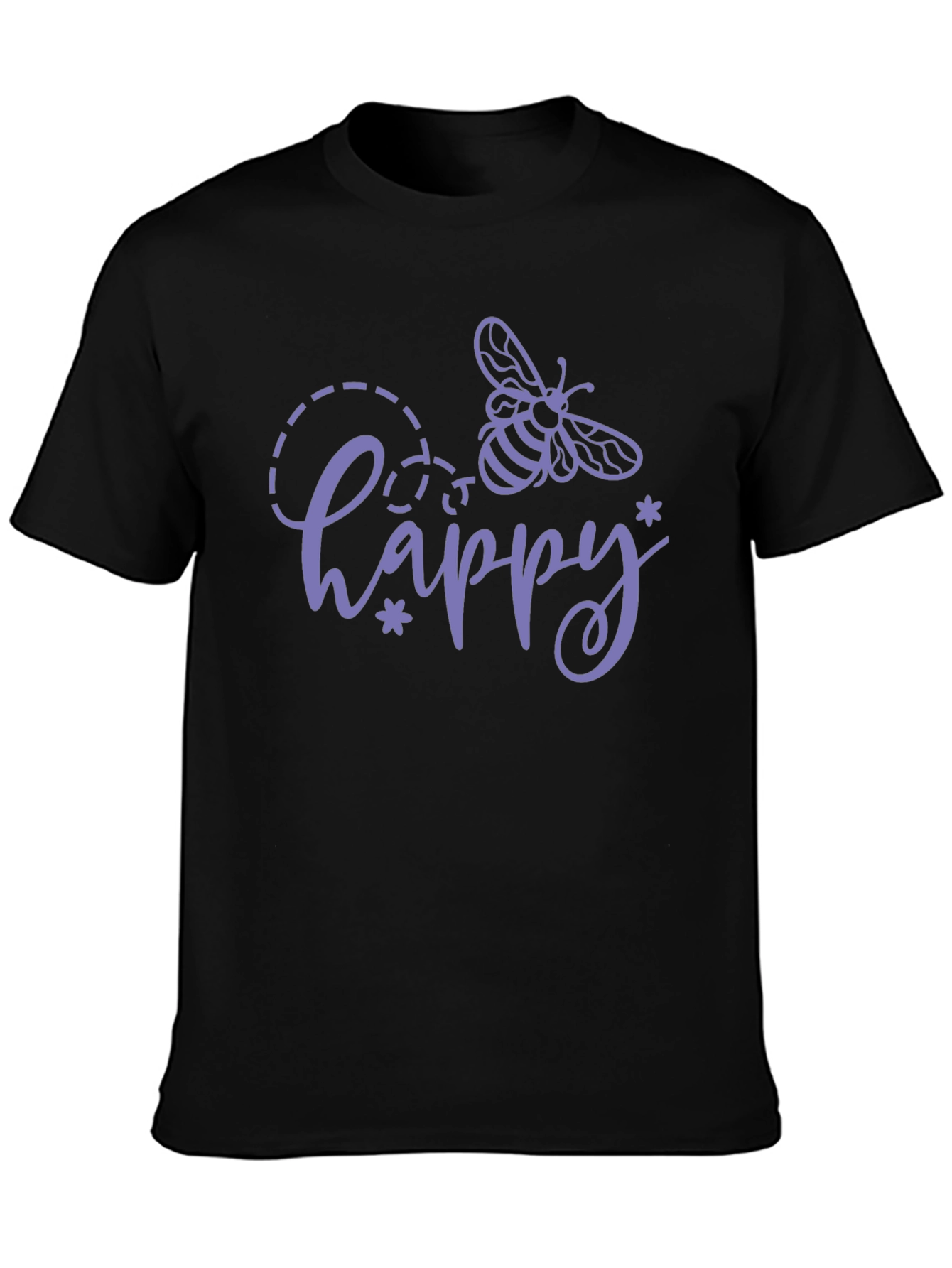 Happy Bee Graphic Tee - Black Cotton T-Shirt