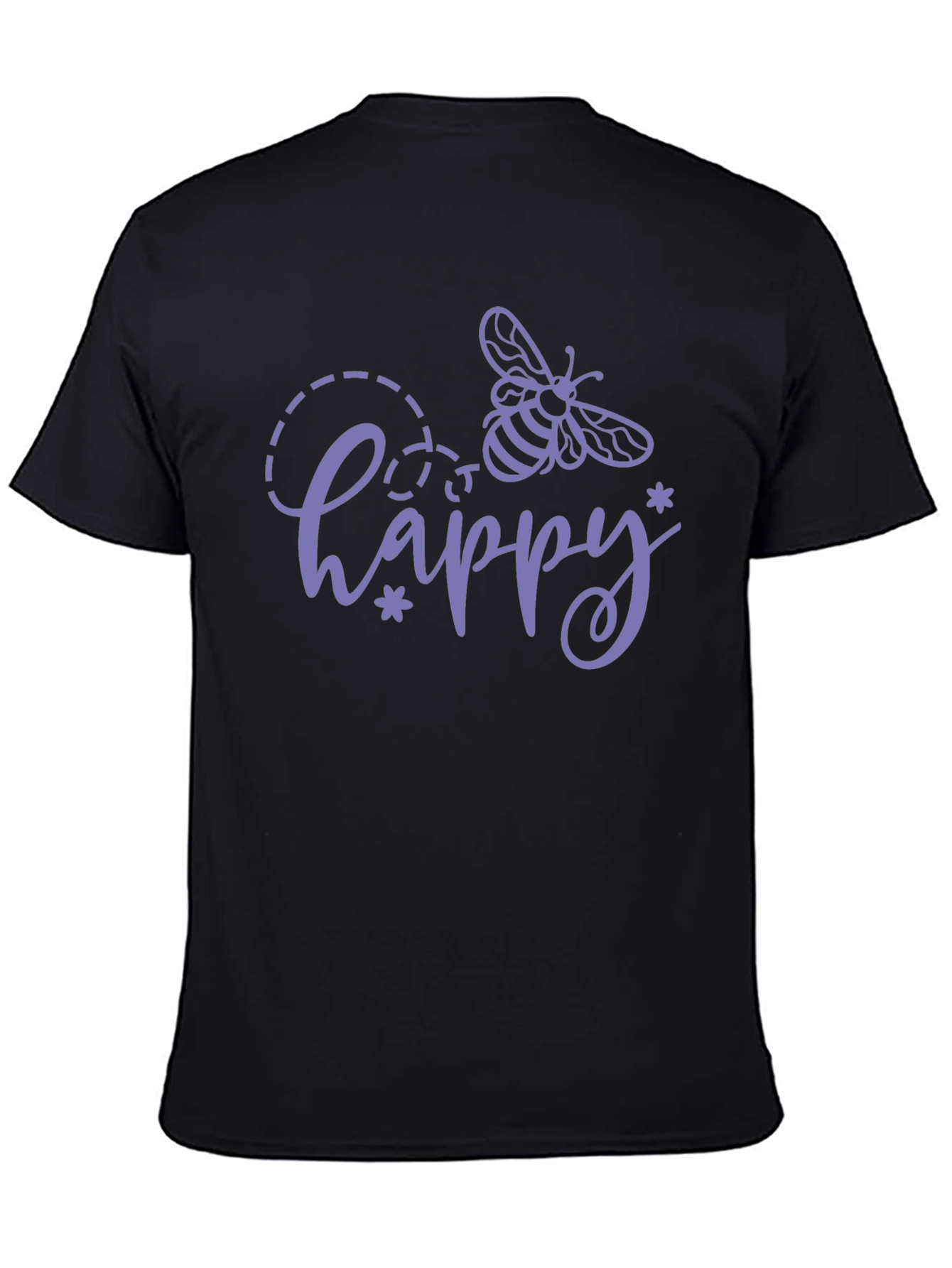 Happy Bee Graphic Tee - Black Cotton T-Shirt