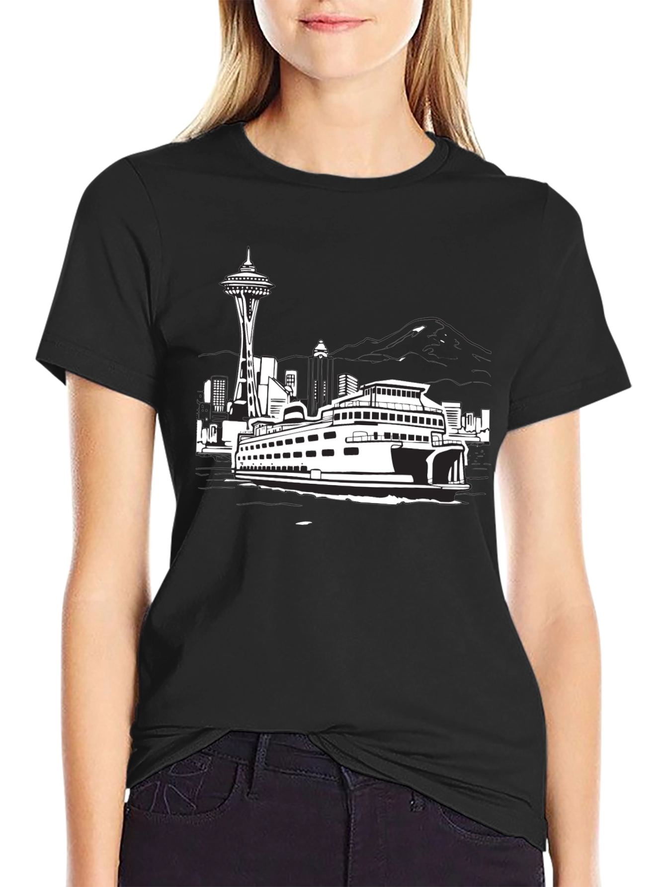 Seattle Ferry Black T-Shirt