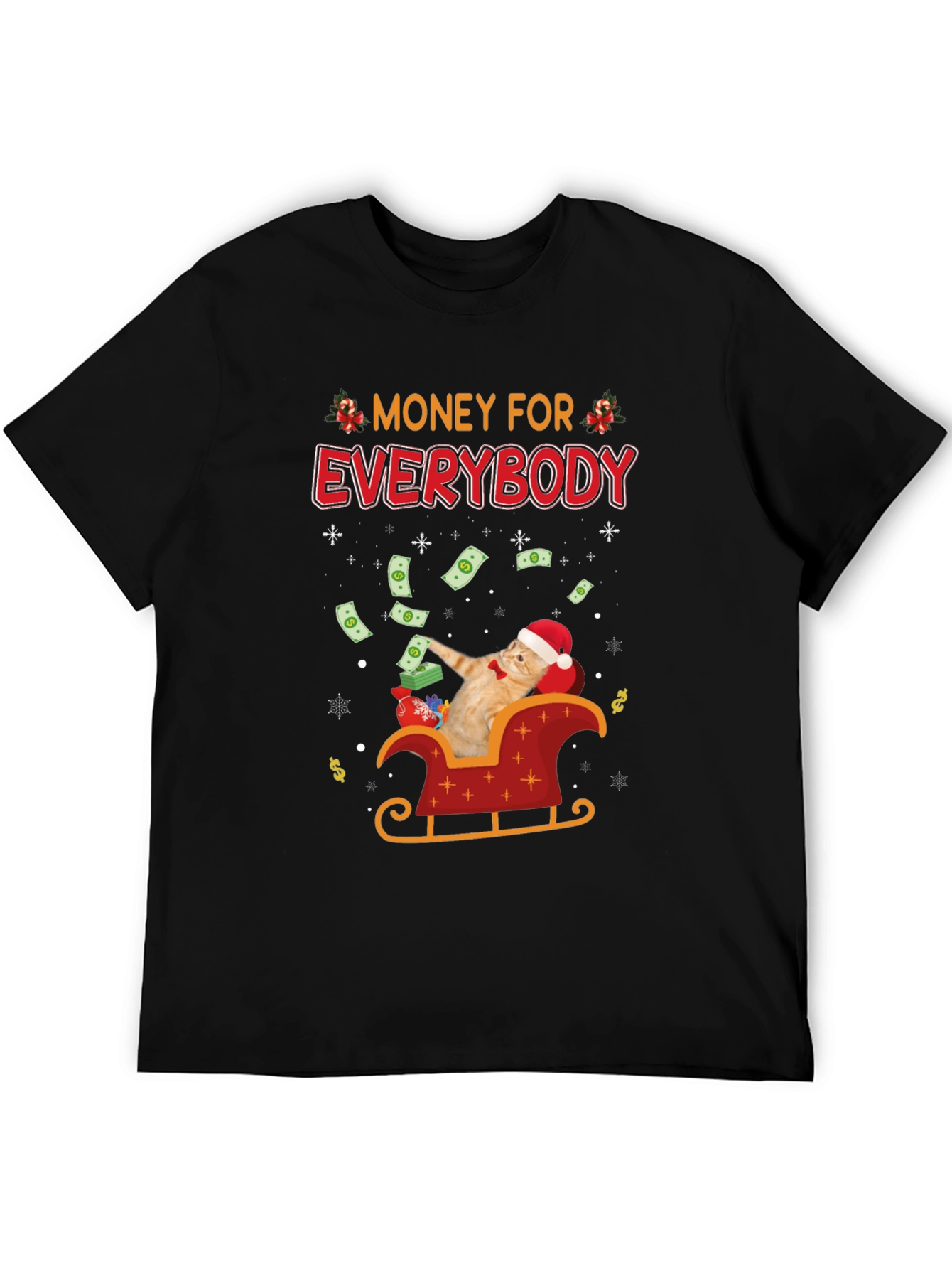 Money For Everybody Funny Cat Christmas T-Shirt