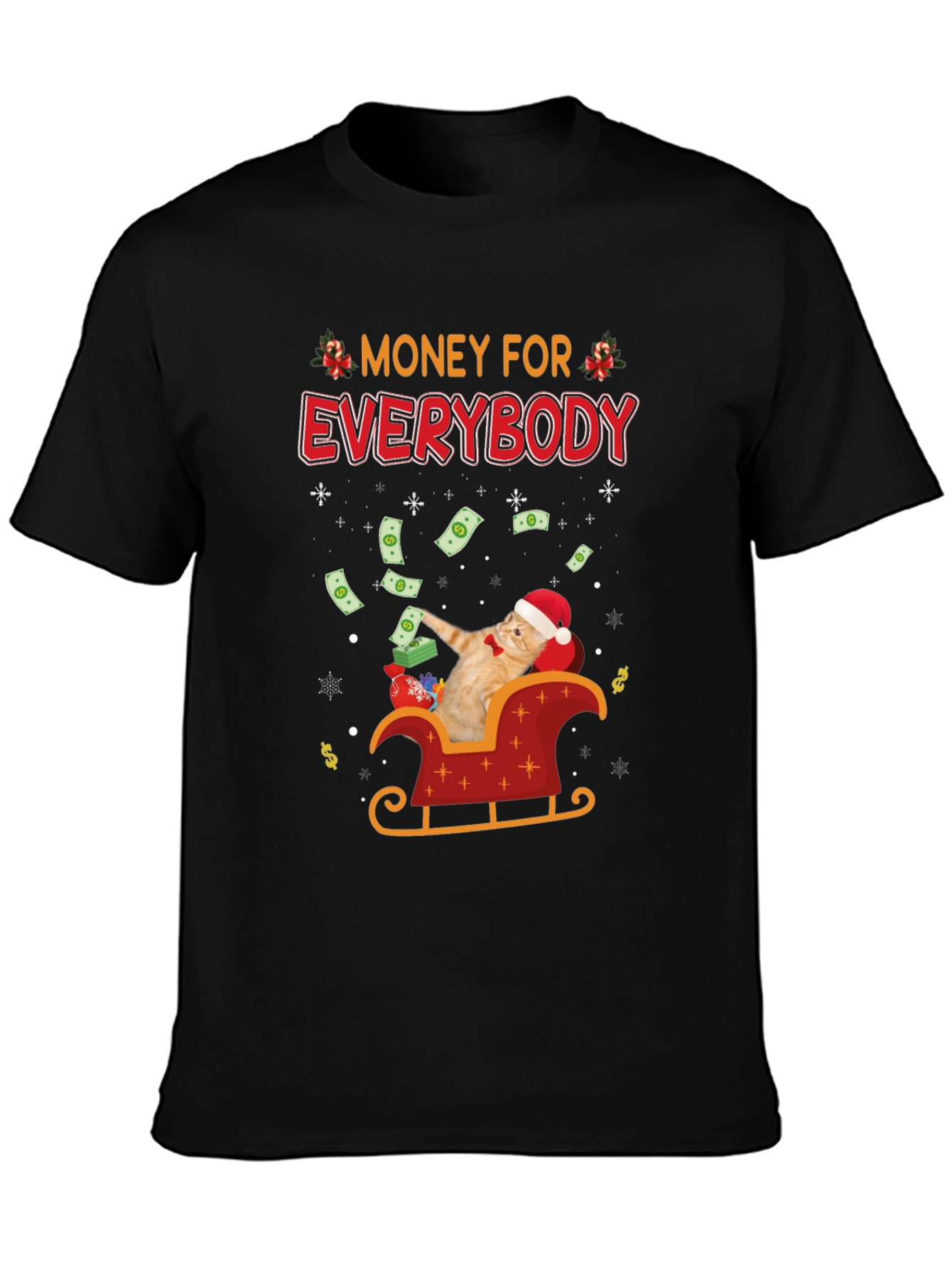 Money For Everybody Funny Cat Christmas T-Shirt