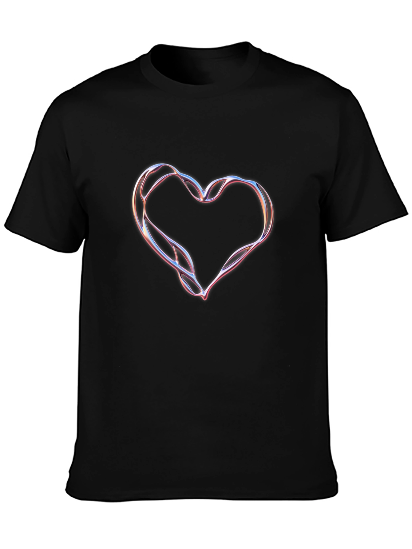 Abstract Heart Graphic Black Tee Shirt