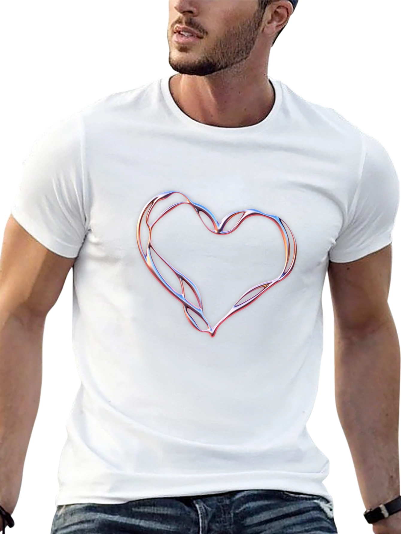 Abstract Heart Graphic Black Tee Shirt