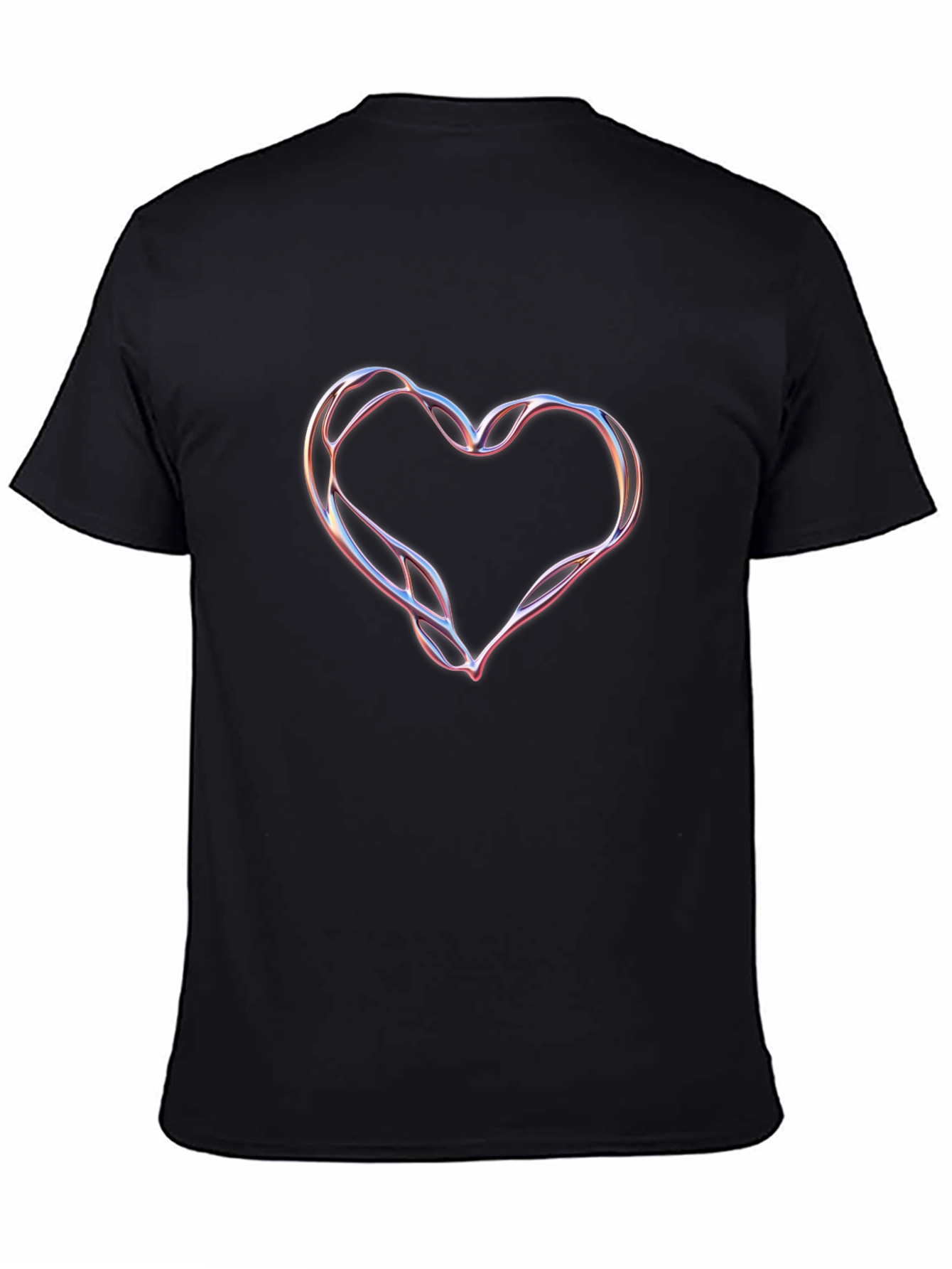 Abstract Heart Graphic Black Tee Shirt