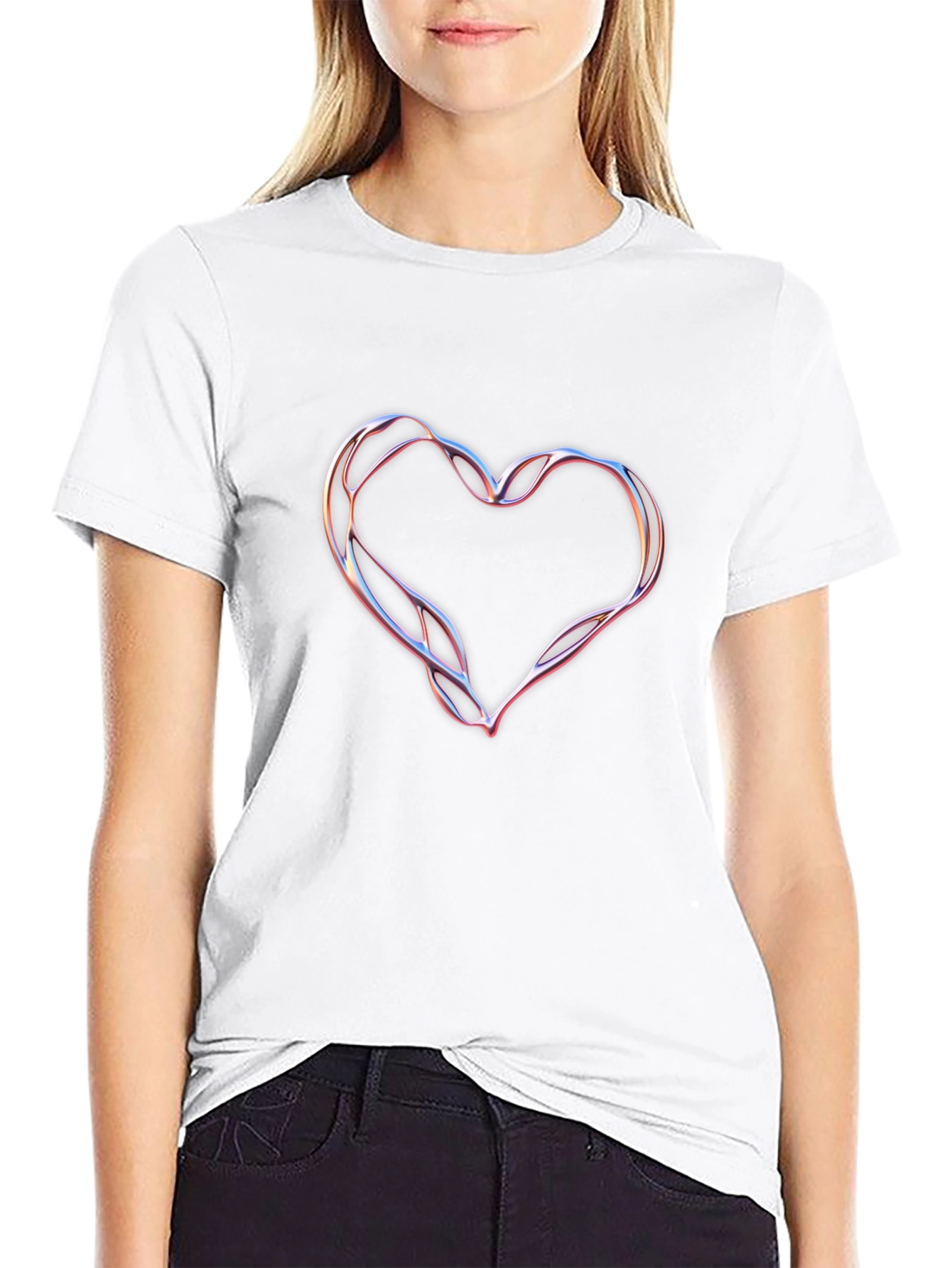 Abstract Heart Graphic Black Tee Shirt