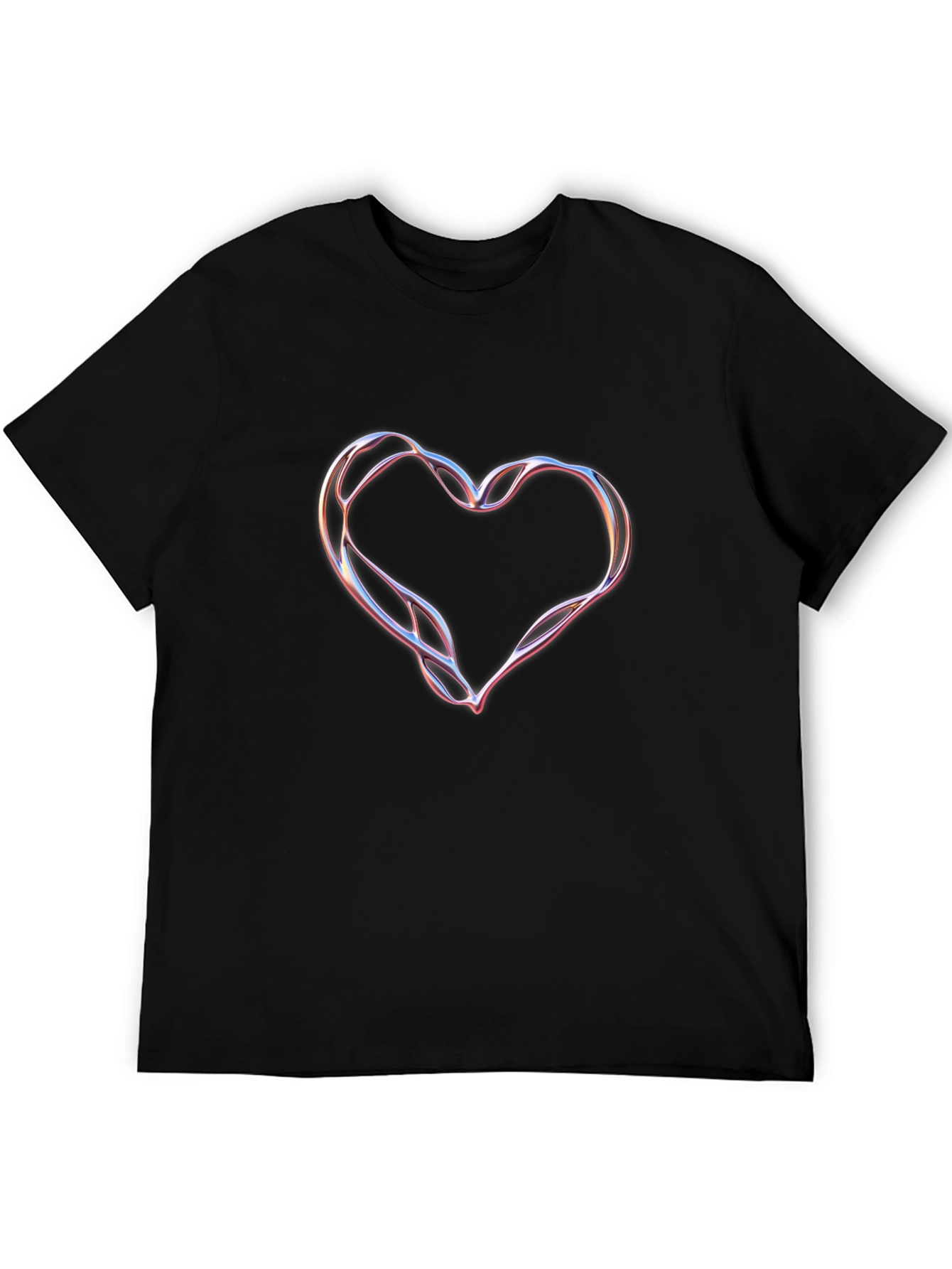 Abstract Heart Graphic Black Tee Shirt