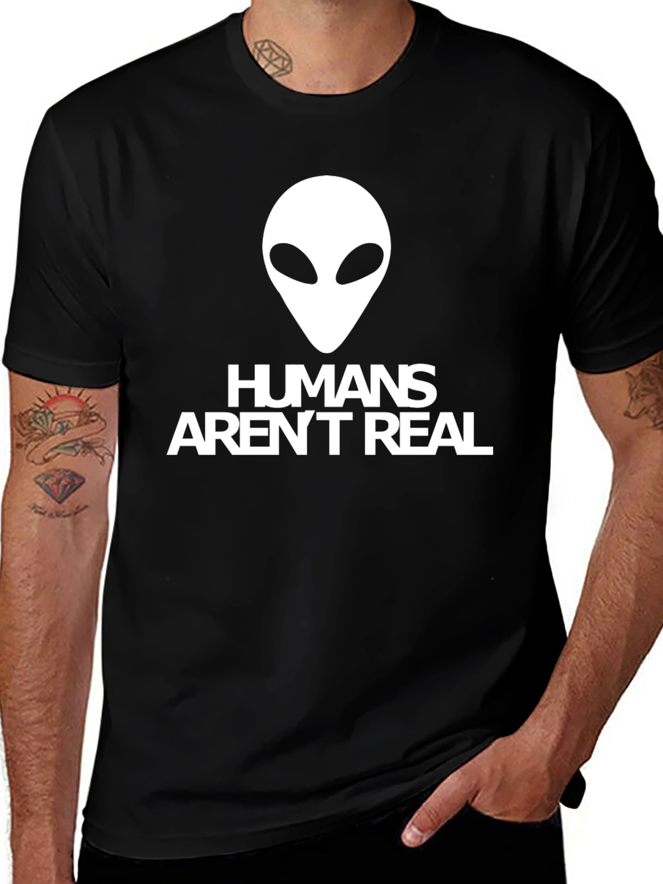Humans Arent Real Alien Graphic T-Shirt