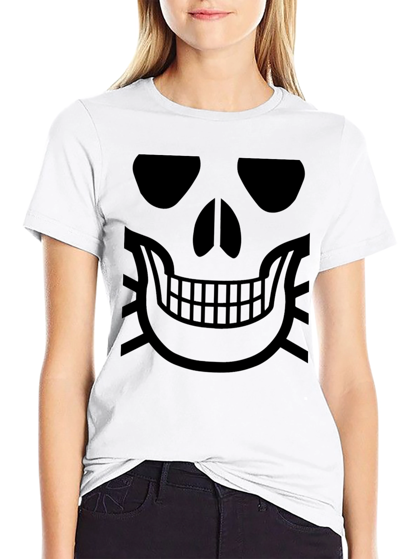 Skull Face Graphic Black T-Shirt
