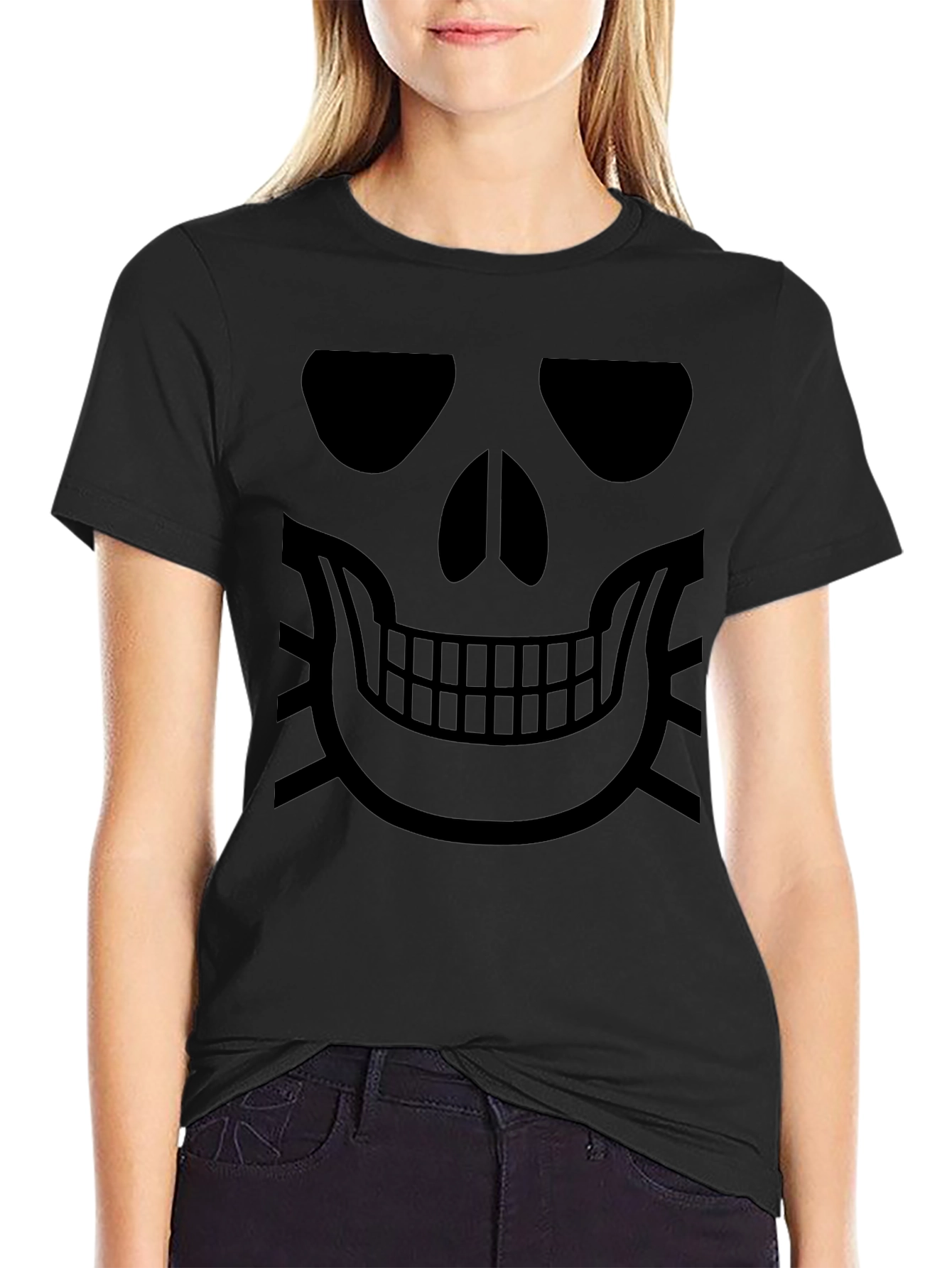 Skull Face Graphic Black T-Shirt
