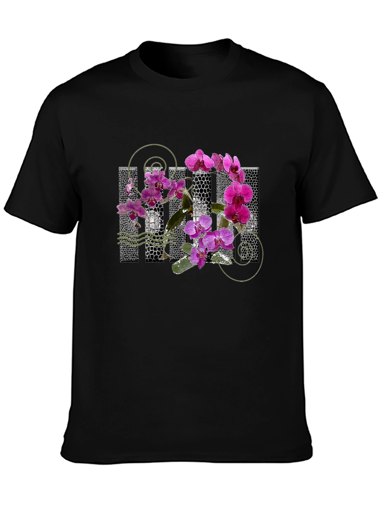 Orchid Graphic Black T-Shirt