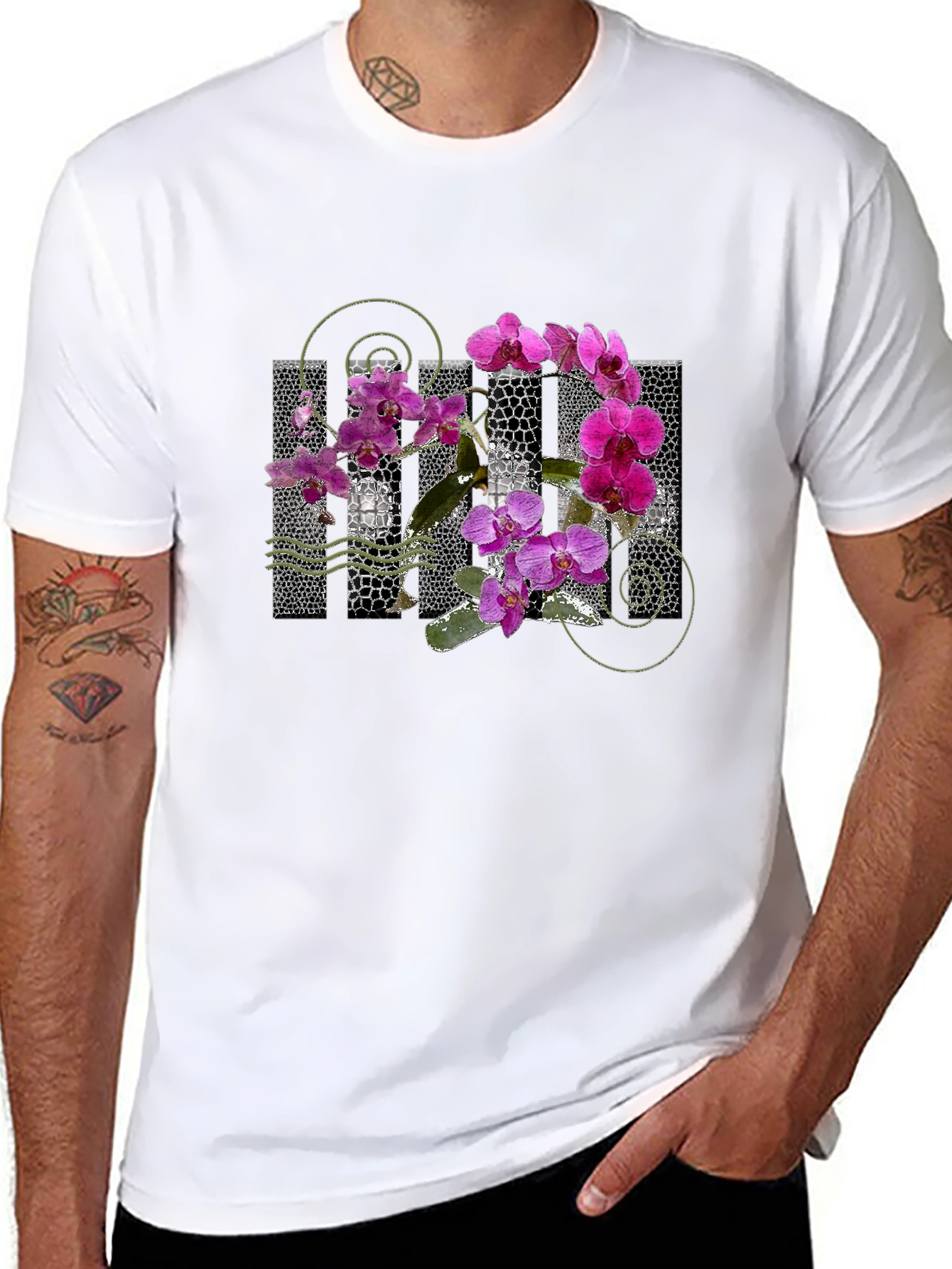 Orchid Graphic Black T-Shirt